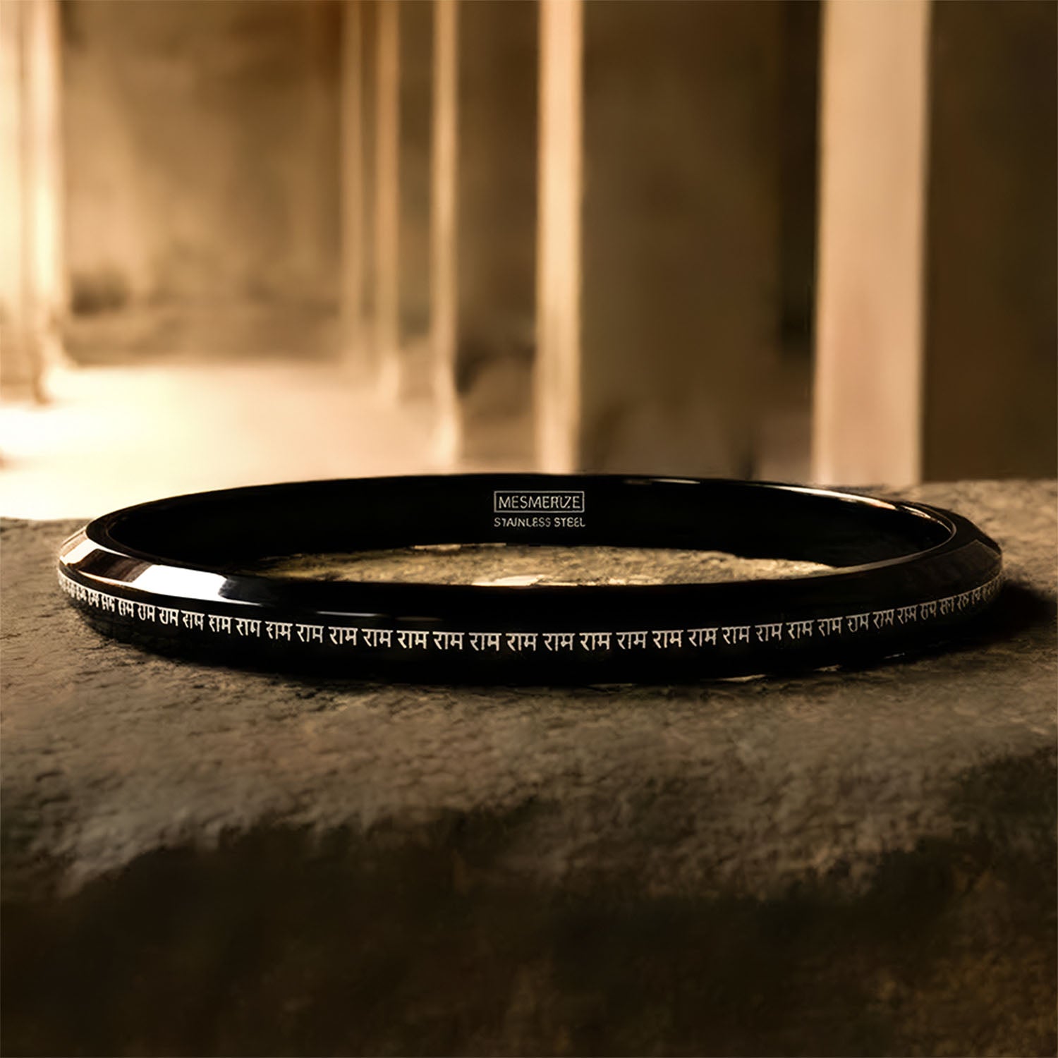 108 Ram MicroCarved Round Kada Black