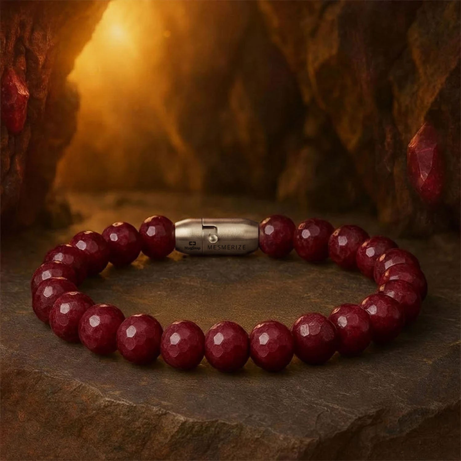 Fiery Essence Ruby(Manik) Natural Stone Bracelet with Magsnap2