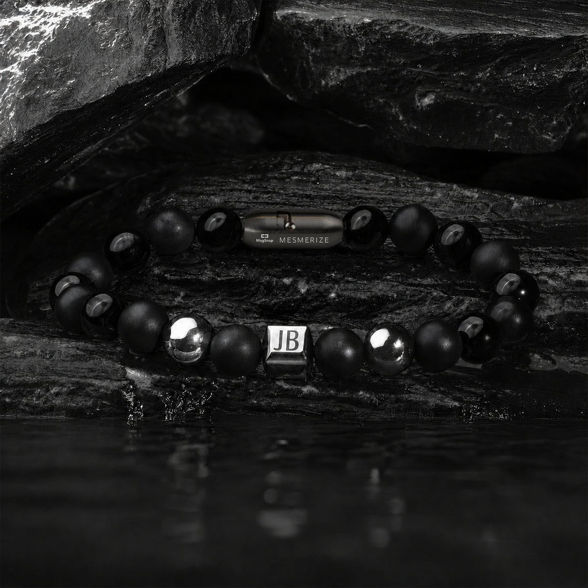 Personalised Stealth Gloss Black Bracelet With Magsnap2