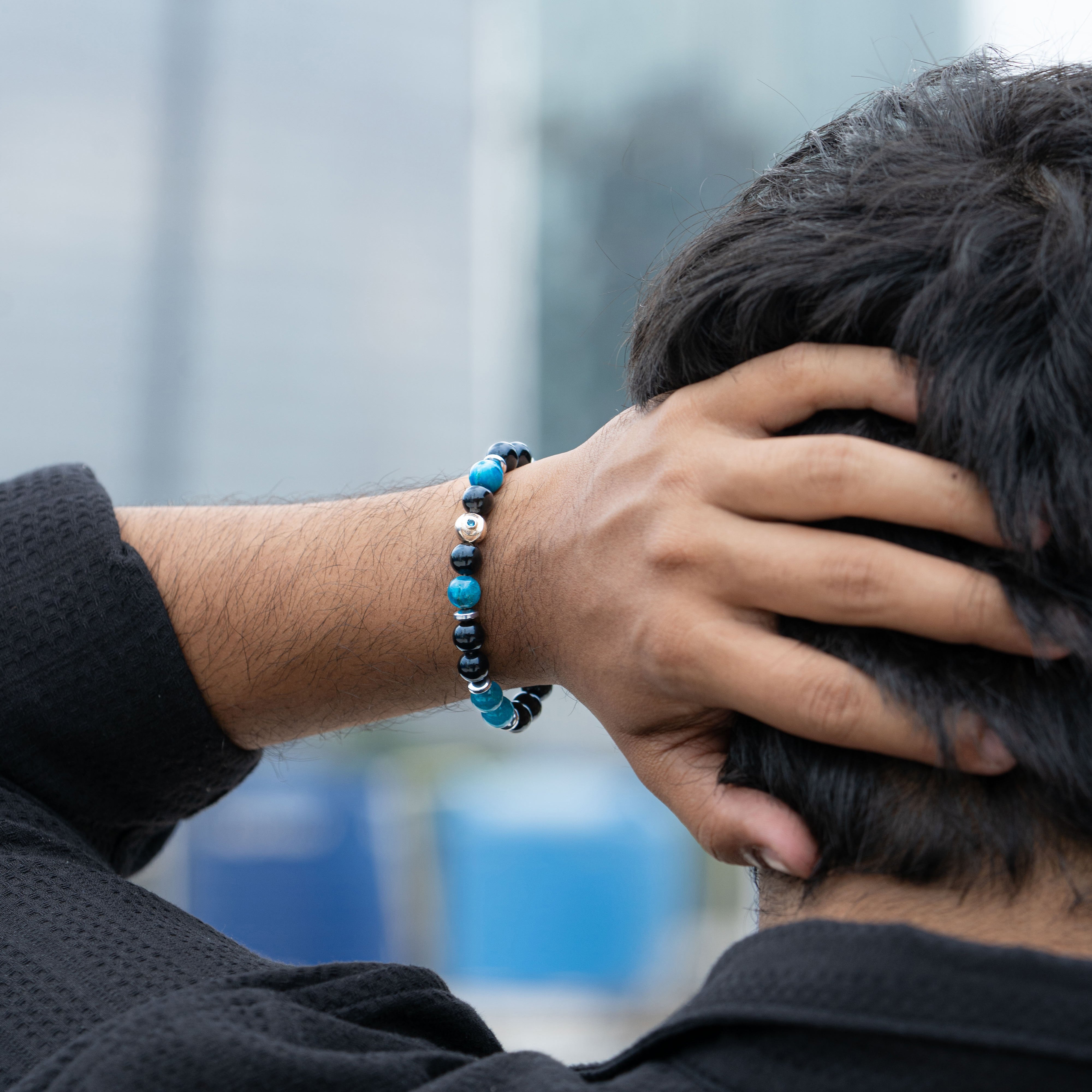 925 Sterling Silver Aegis Evil Eye Natural Stone Bracelet with Magsnap2