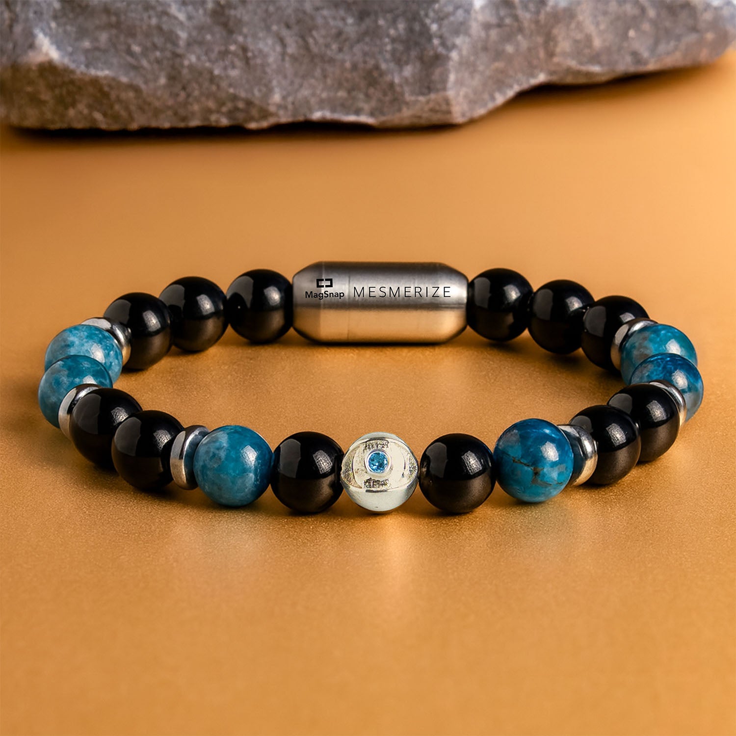 925 Sterling Silver Aegis Evil Eye Natural Stone Bracelet with Magsnap2