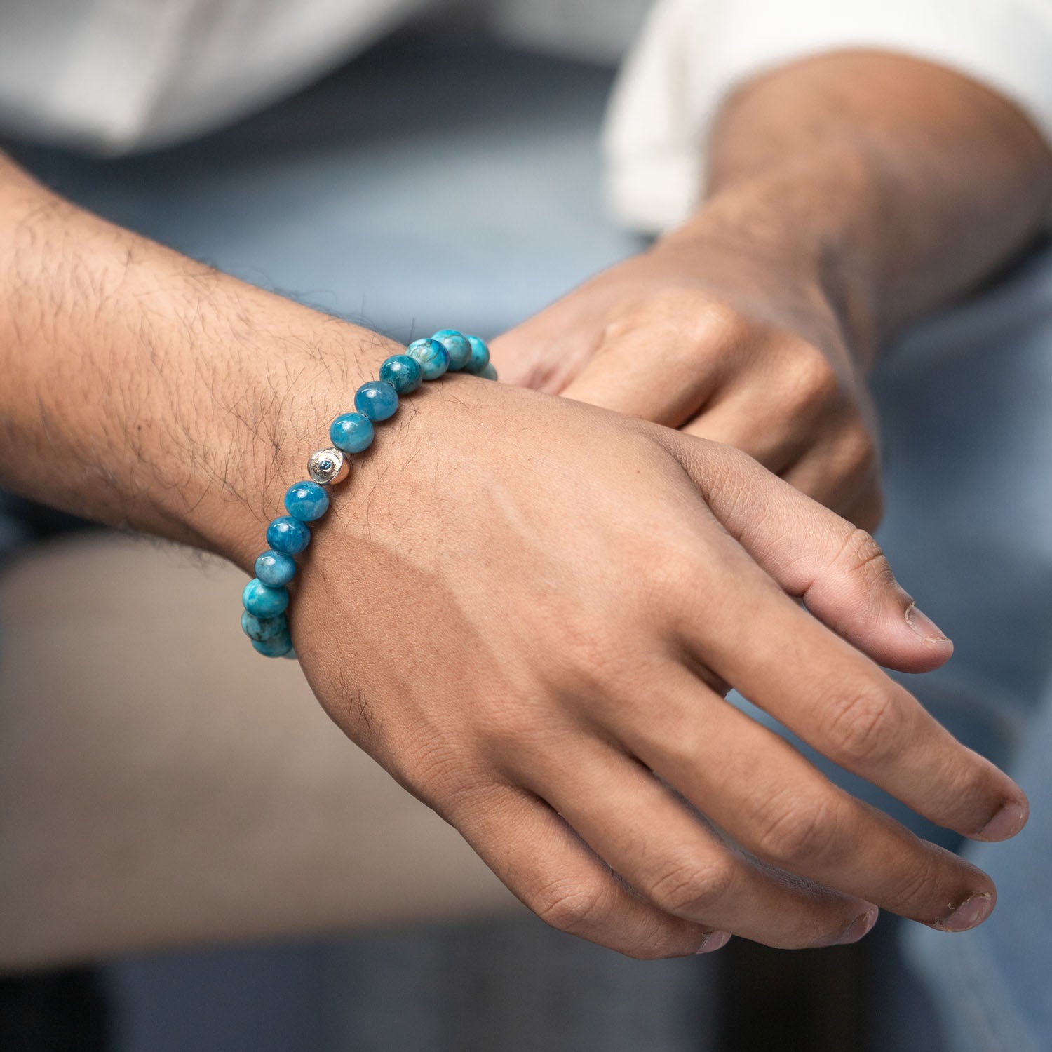 925 Sterling Silver Protective Evil Eye Natural Stone Bracelet with Magsnap2