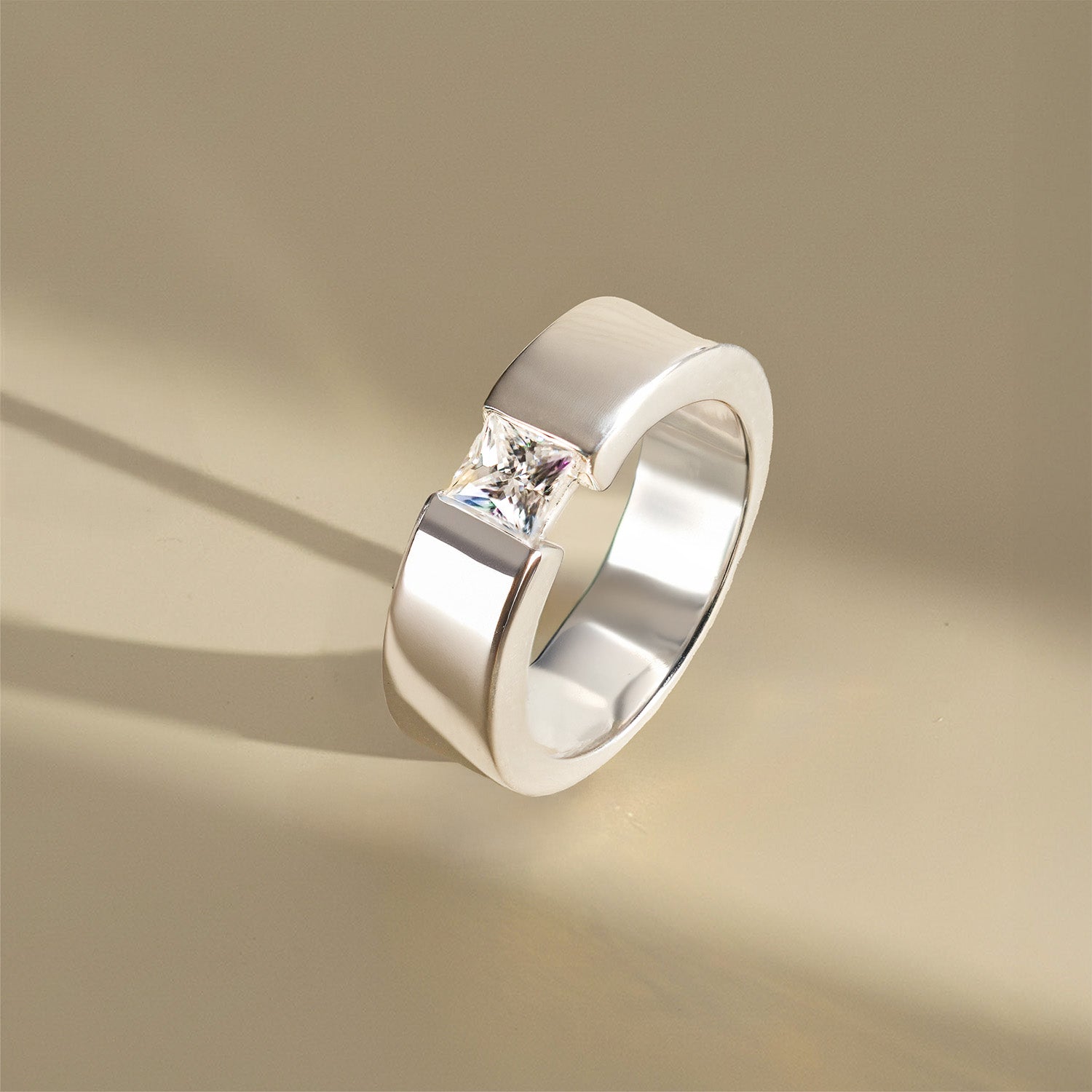 925 Sterling Silver Ring With Natural Moissanite Gem Stone