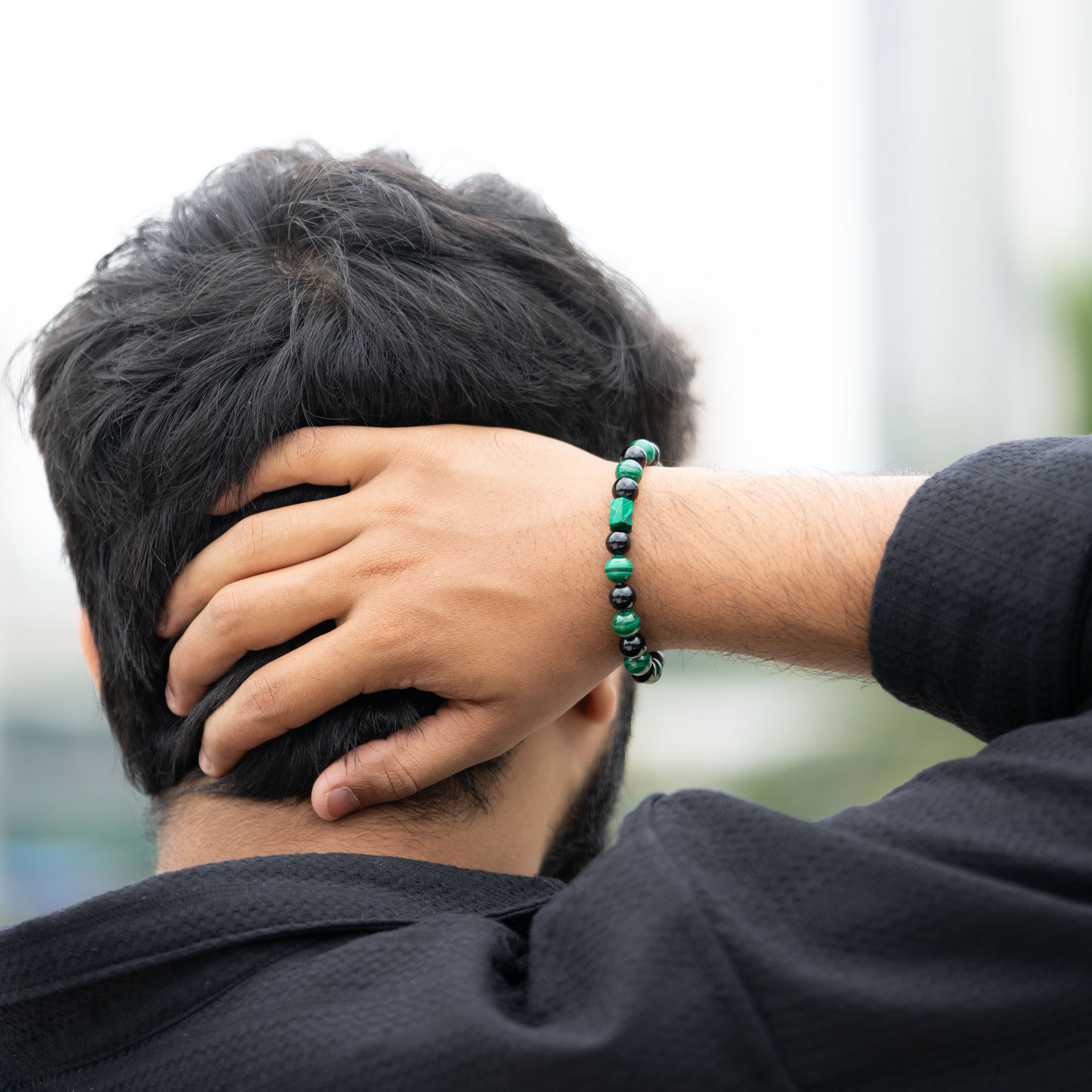 Aegon Obsidian & Malachite Natural Stone Bracelet With MagSnap2