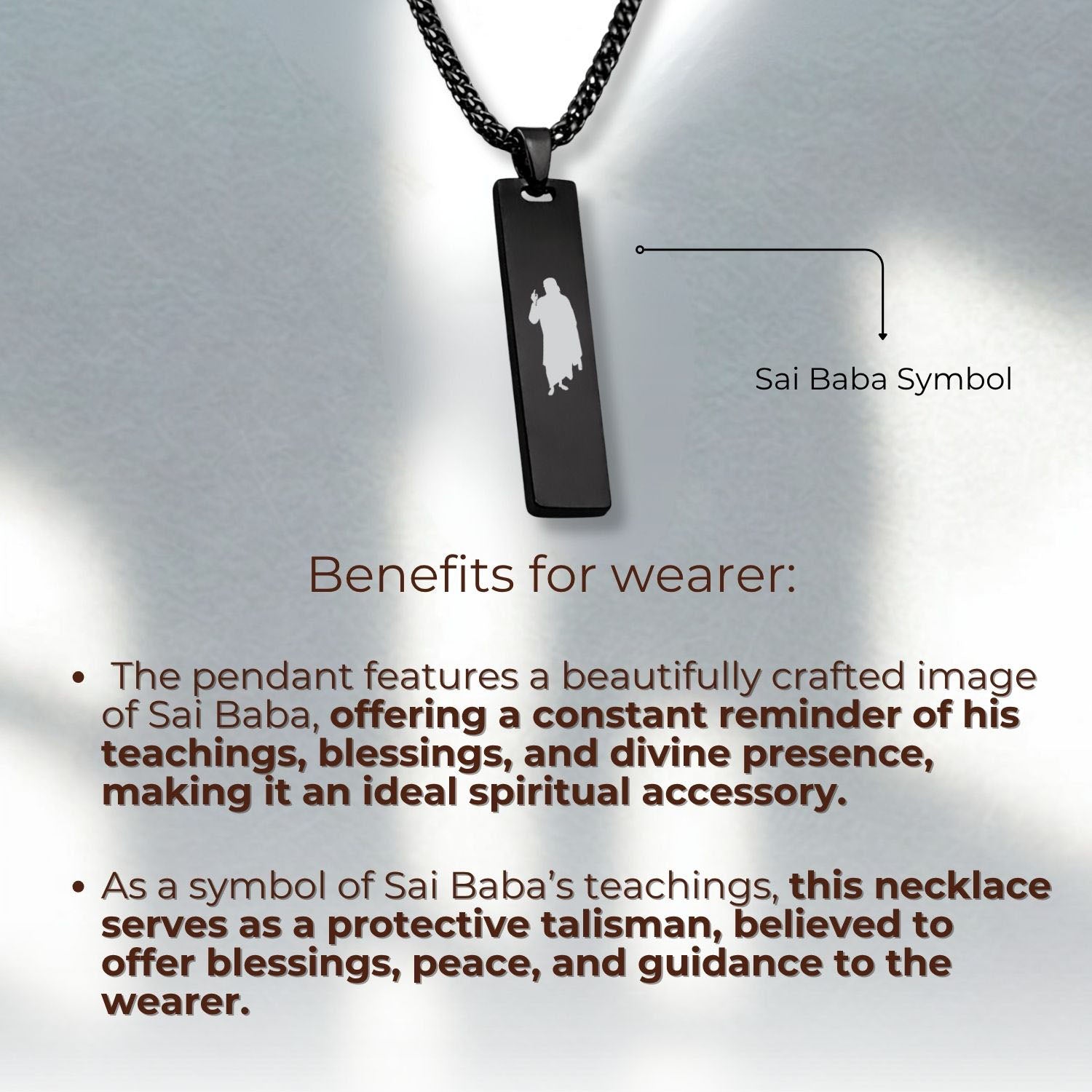 Sai Baba Mini Tag Necklace Black