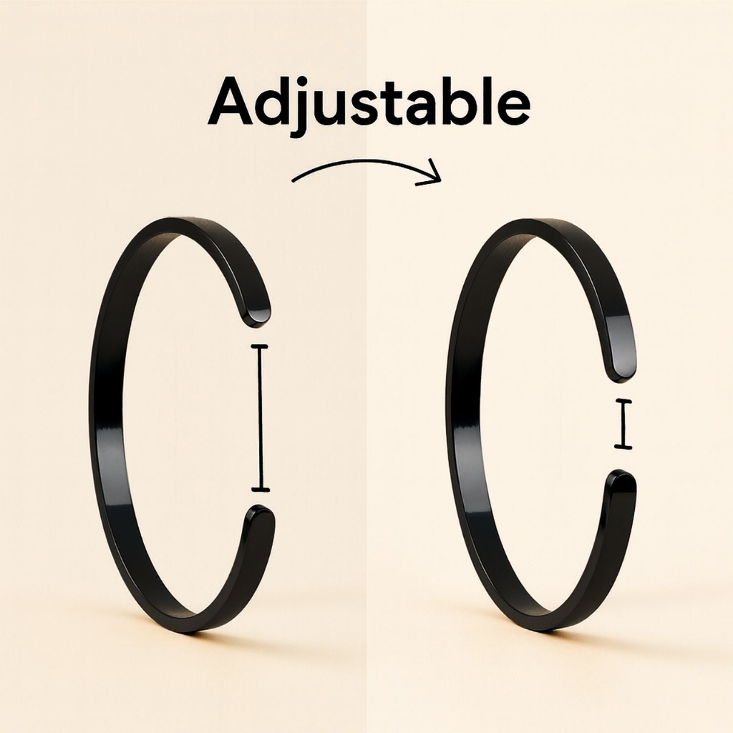 Om Gloss Cuff Adjustable Bracelet Black