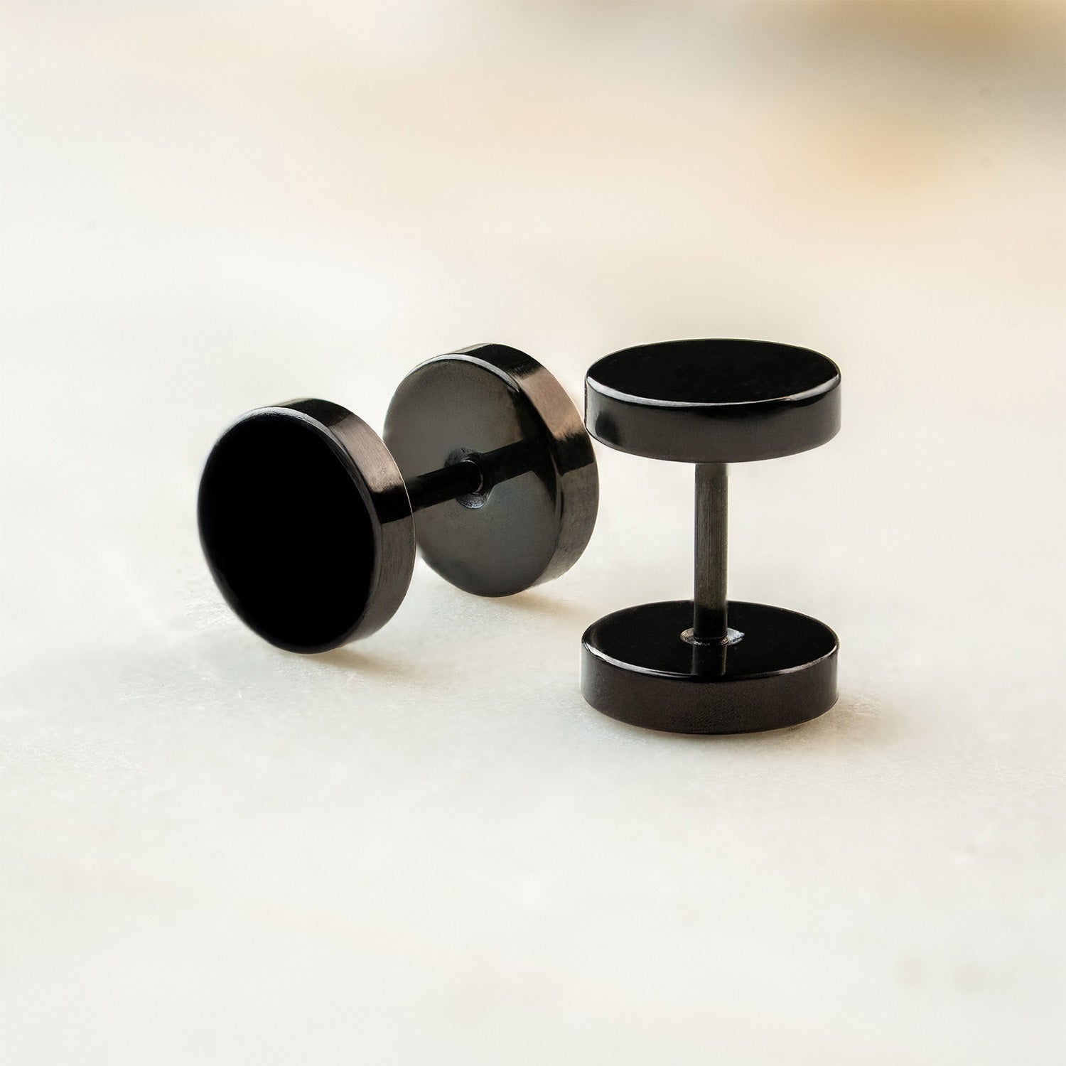 Black Round Stud Earrings