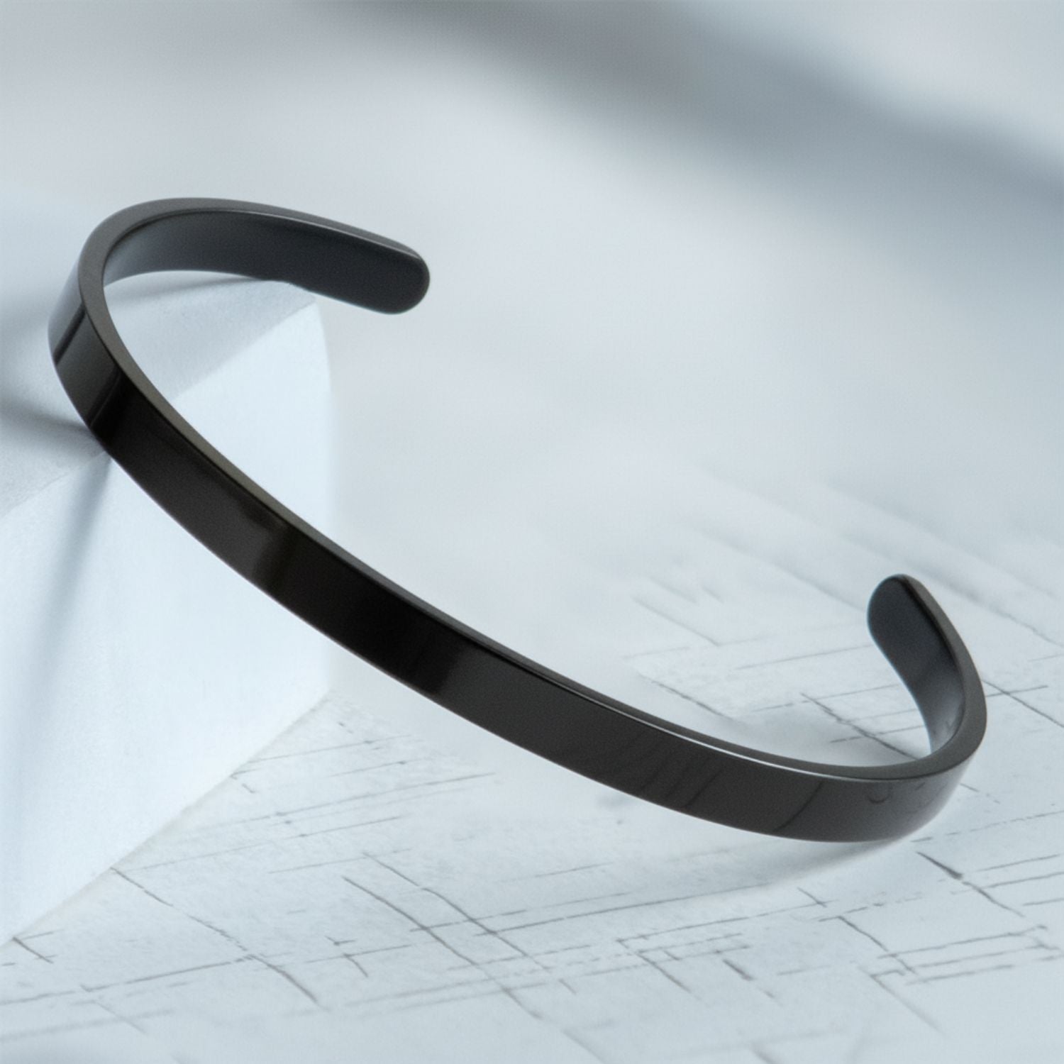 Non Personalised Black Cuff Kada Bracelet