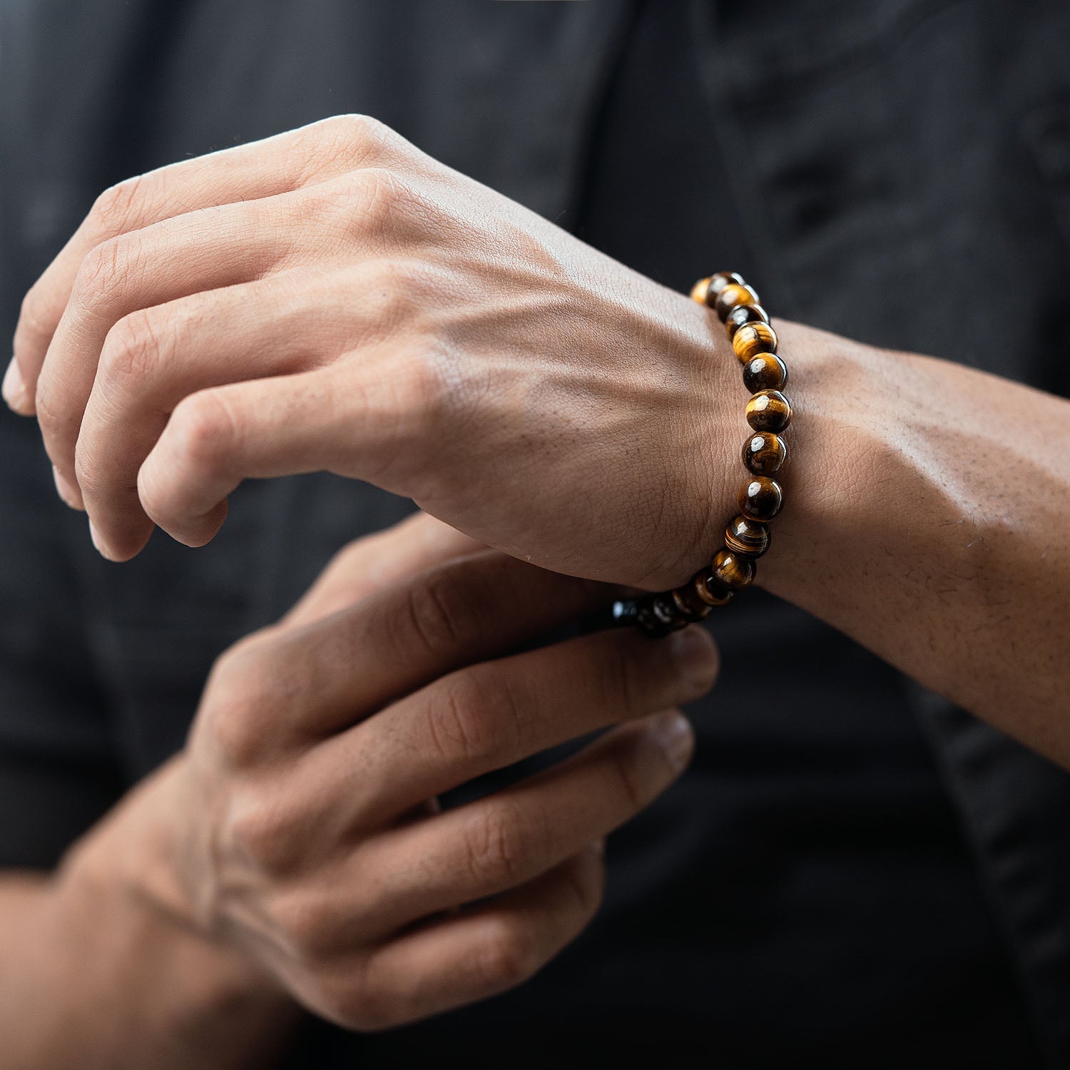 Courageous Tiger Eye Natural Stone Bracelet With Elastic