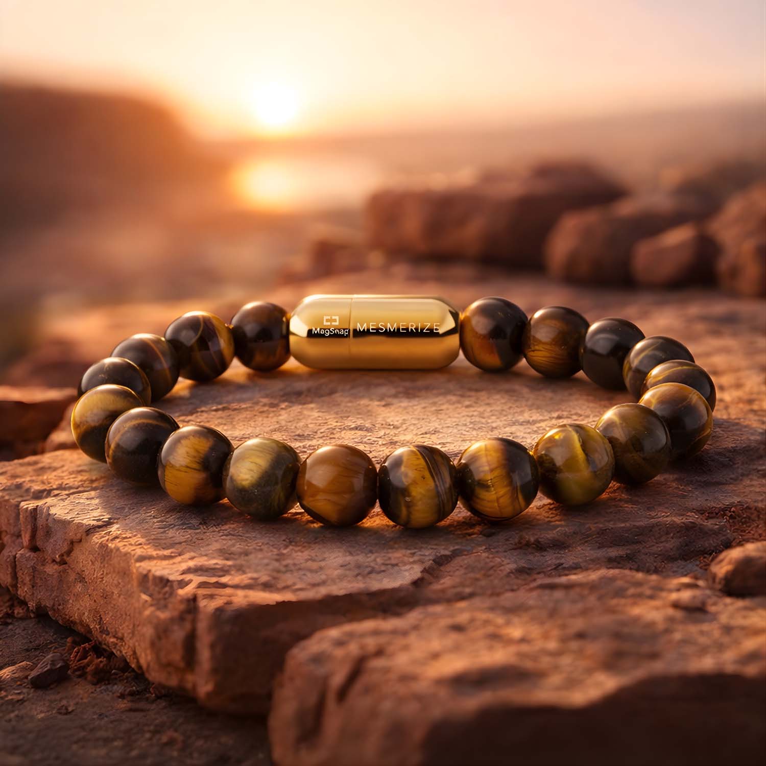 Natural Stone Jewellery Courageous Tiger Eye Natural Stone Bracelet With Magsnap