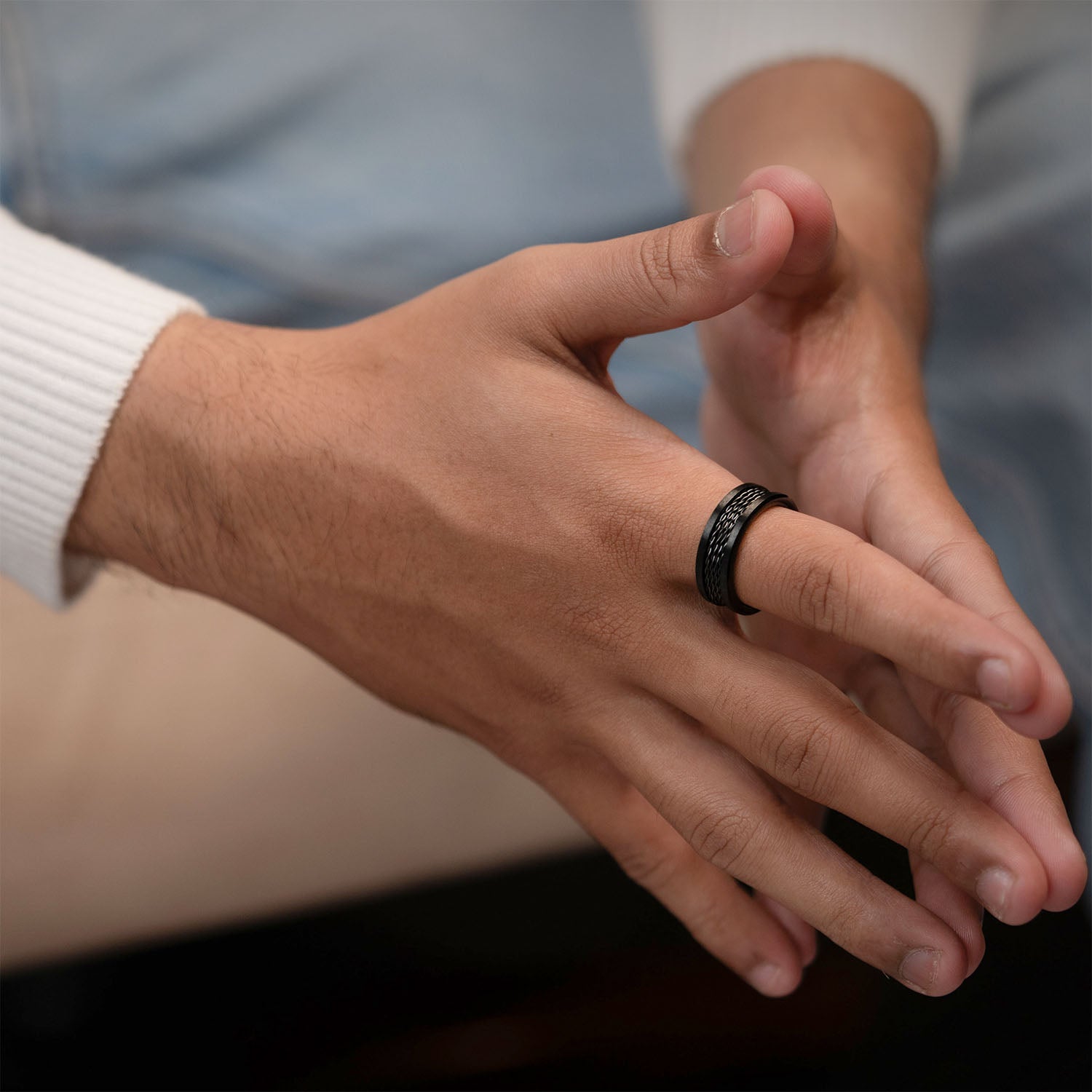 Drenn Spinning Black Band Ring