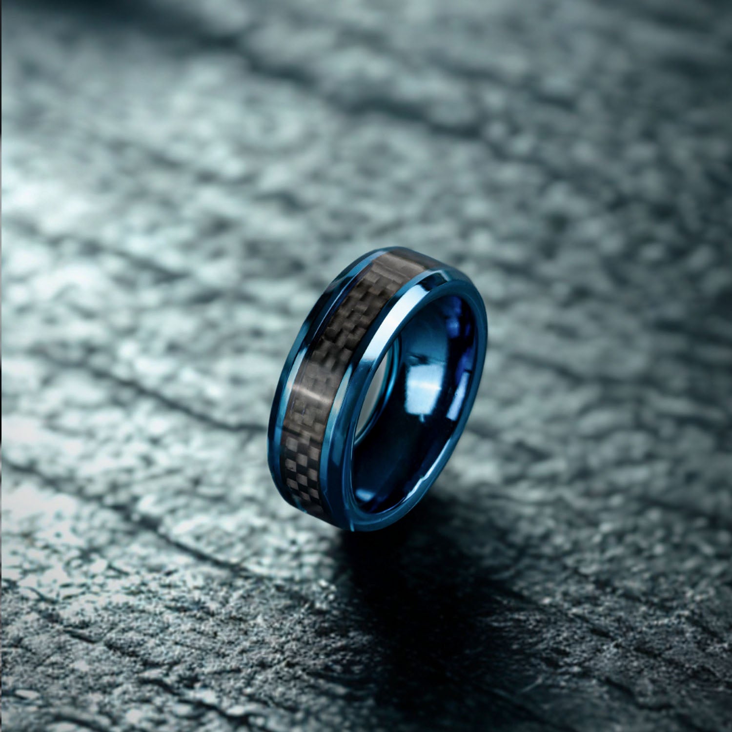Flint Black On Blue Band Ring