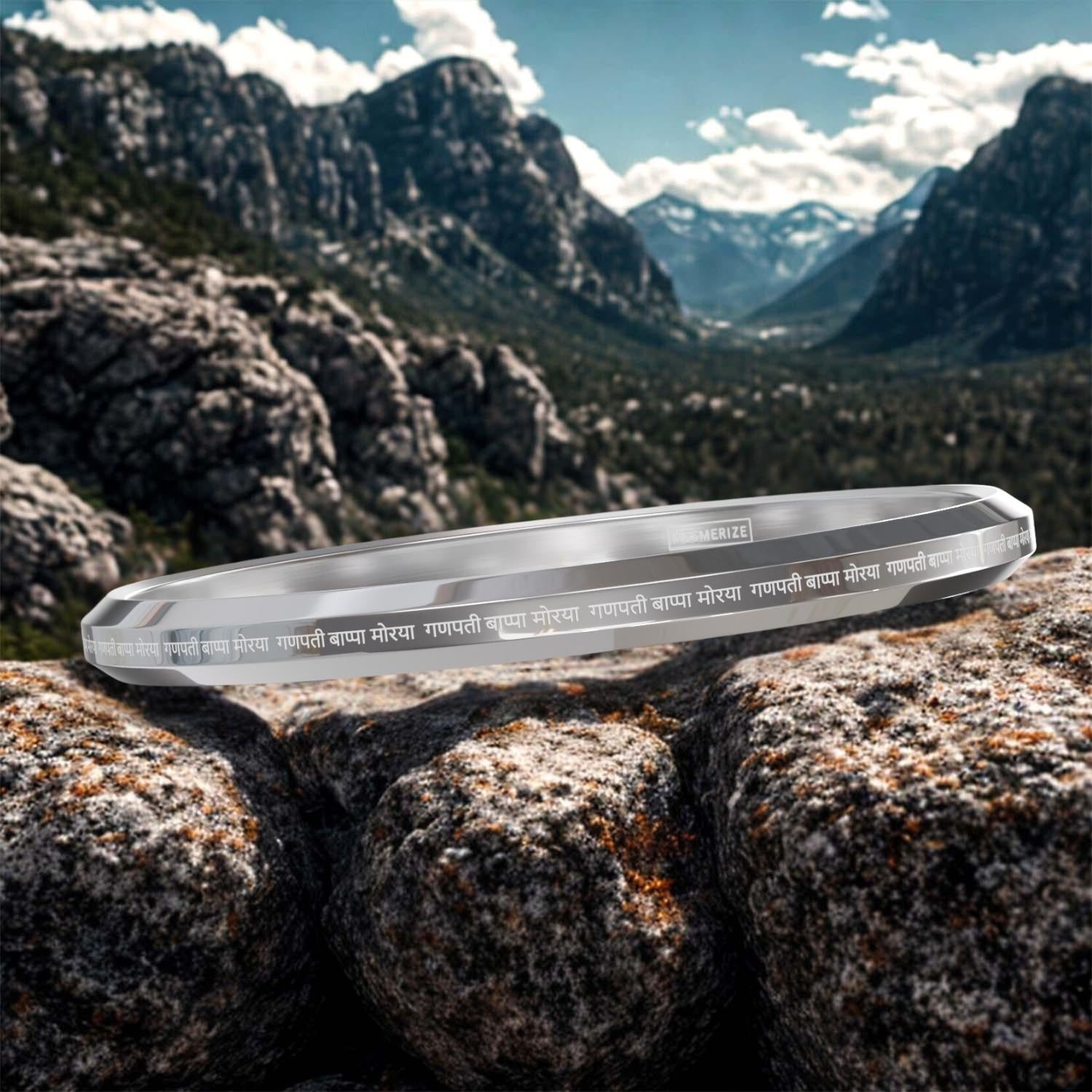 Ganpati Bappa Morya MicroCarved Round Kada Silver