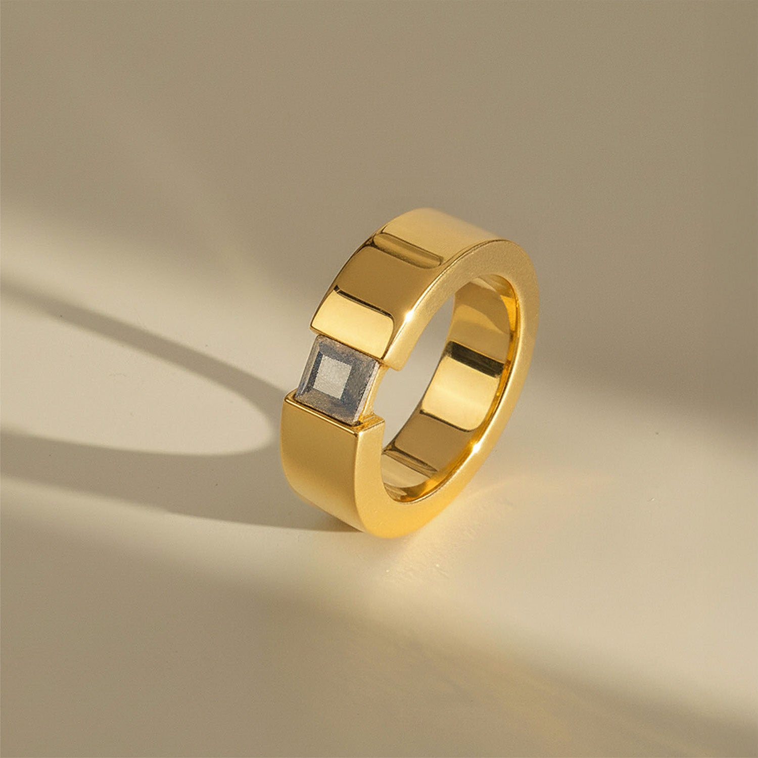 Gold Plated Pure 925 Silver Ring With Natural Pyrite Gem Stone