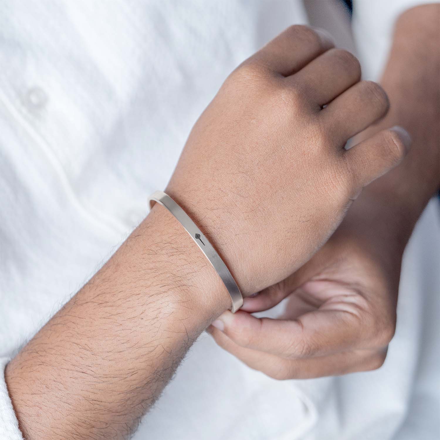 Hanuman Gada Gloss Cuff Adjustable Bracelet Silver