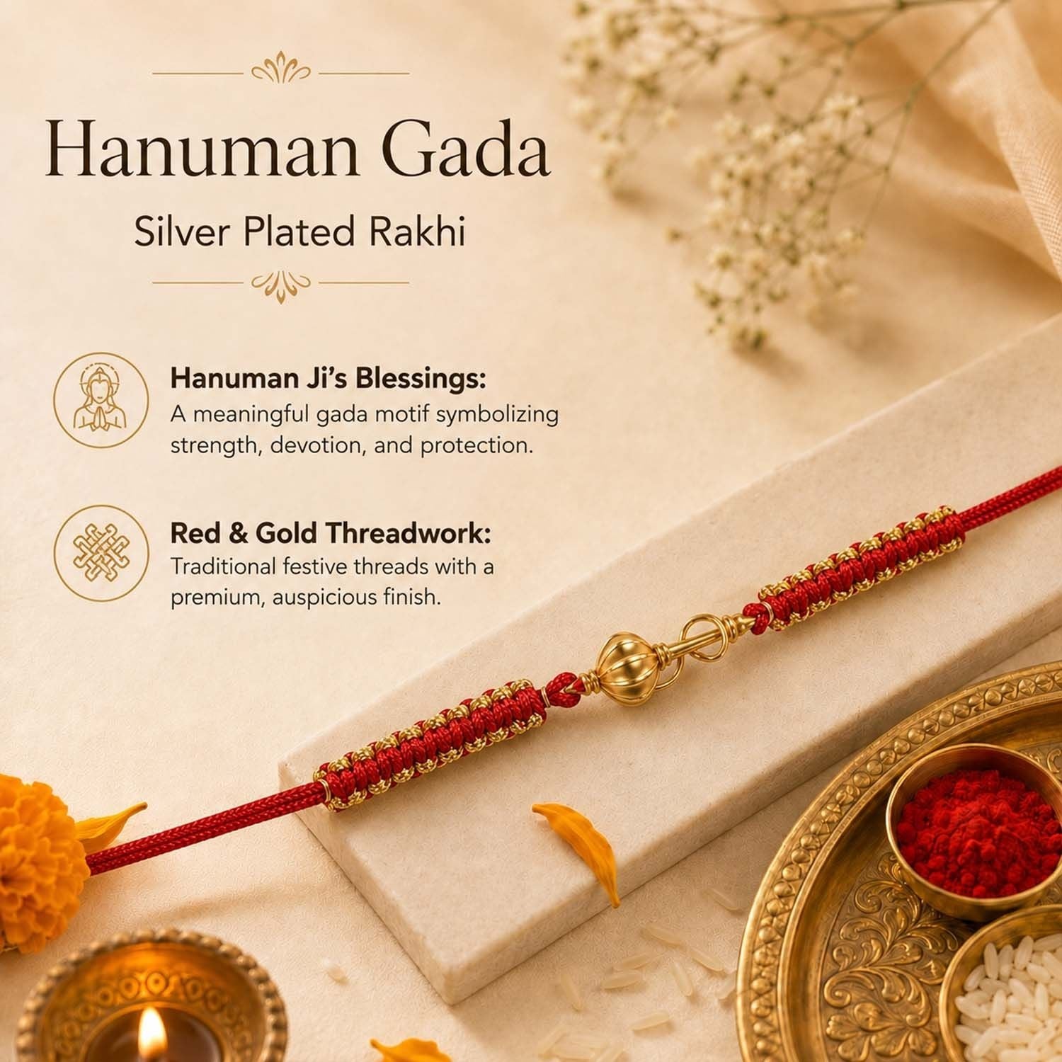 Hanuman Gada Silver Plated Rakhi