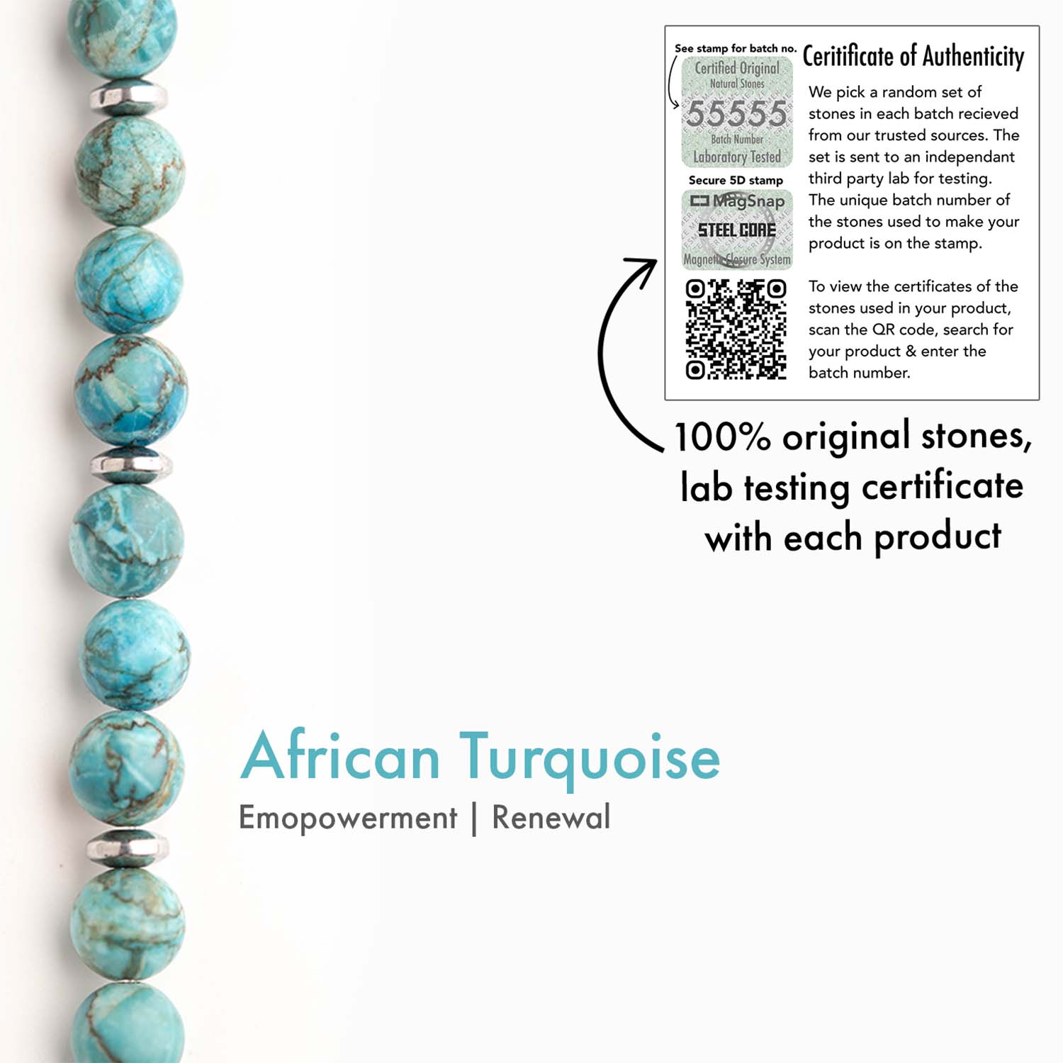 Harmony African Turquoise Natural Stone Bracelet with MagSnap 2