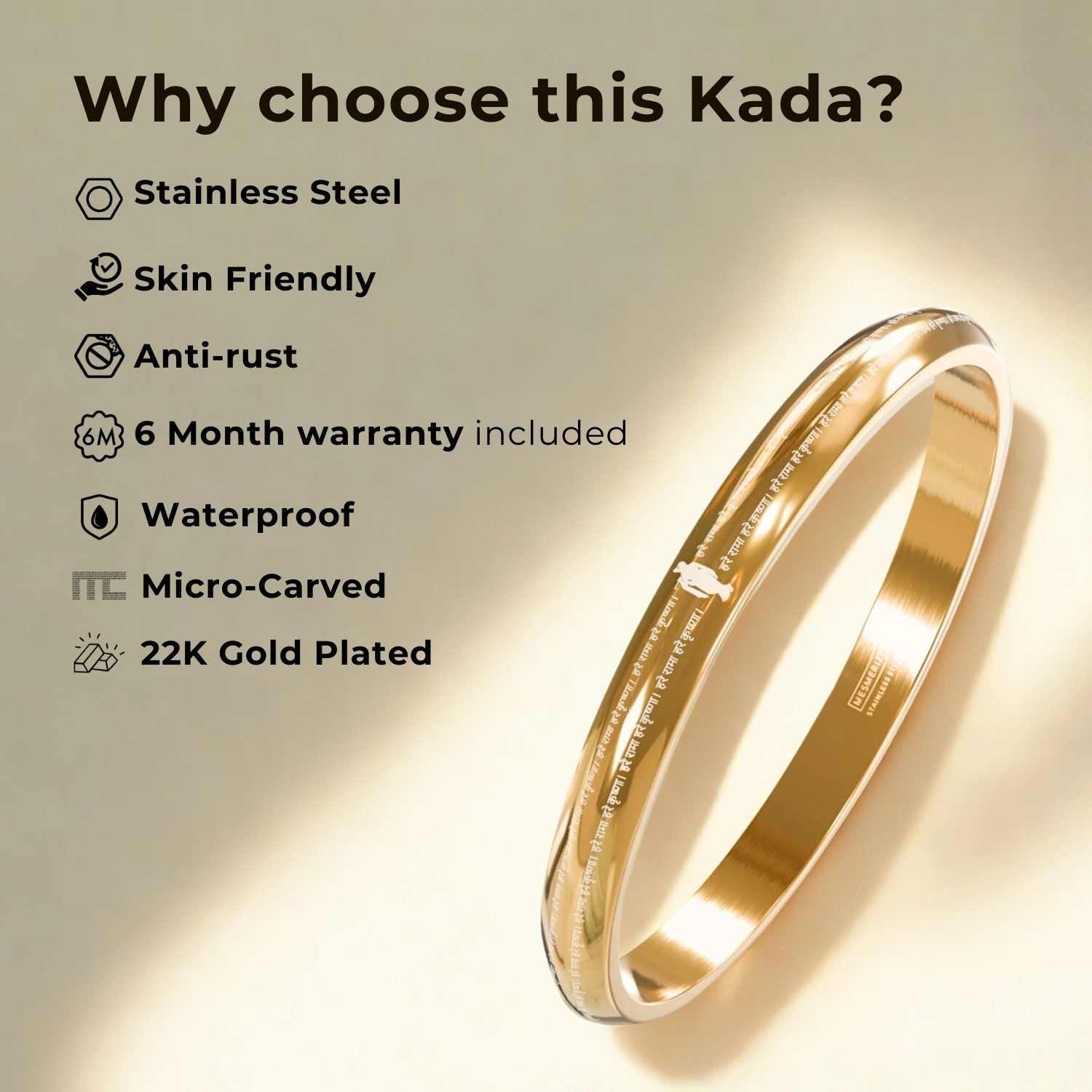 Jai Shree Ram MicroCarved Round Curved Kada Silver