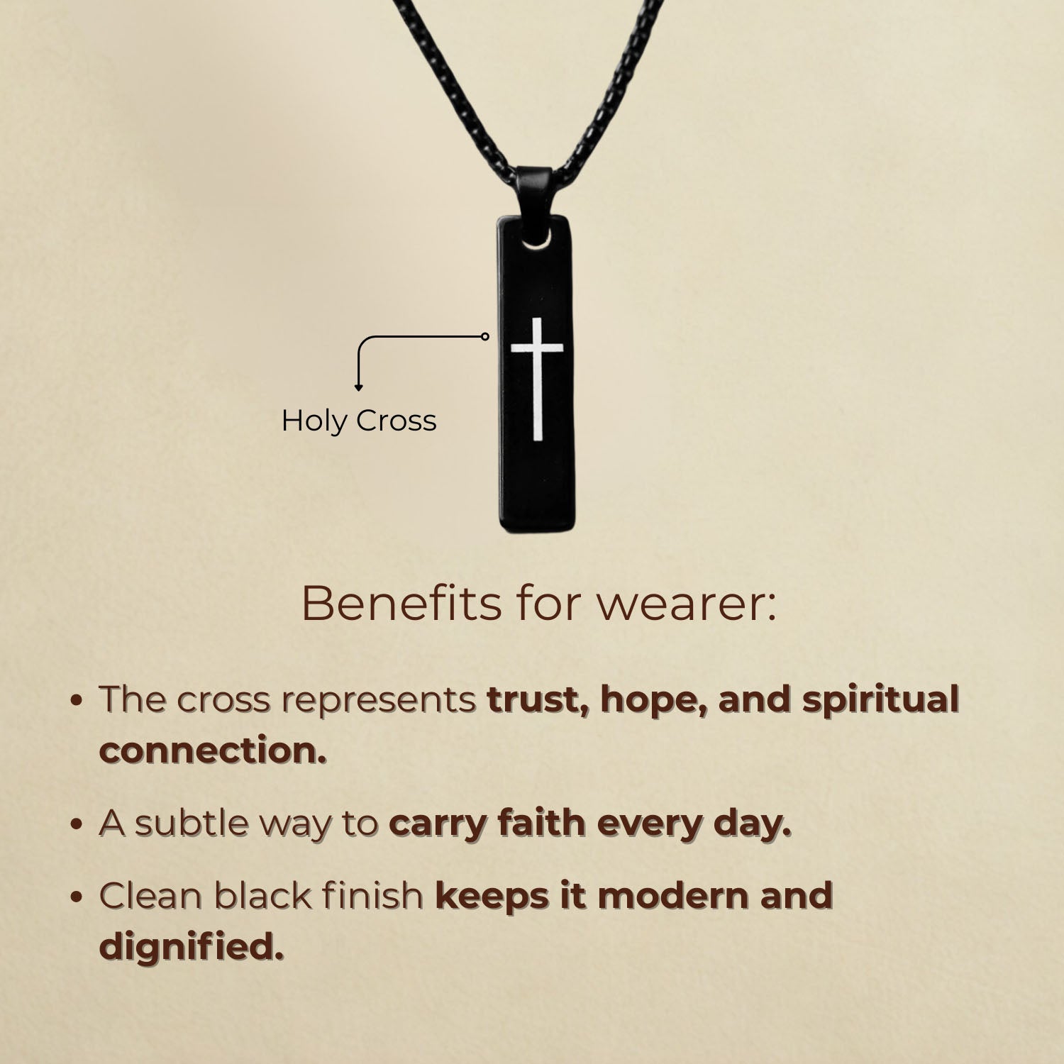 Silver Holy Cross Spiritual Mini Bar Necklace