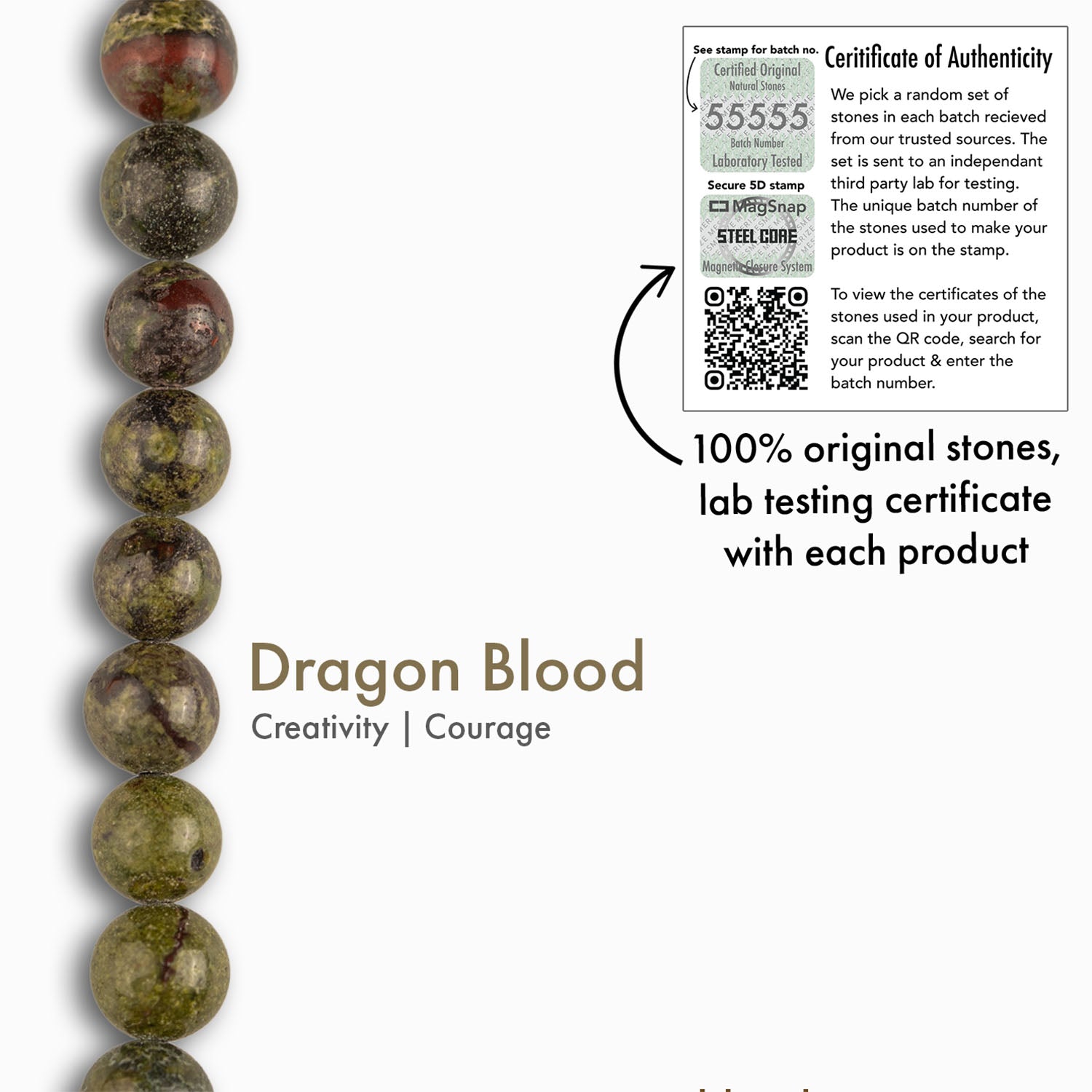 Inner Strength Dragonblood Natural Stone Bracelet with MagSnap 2
