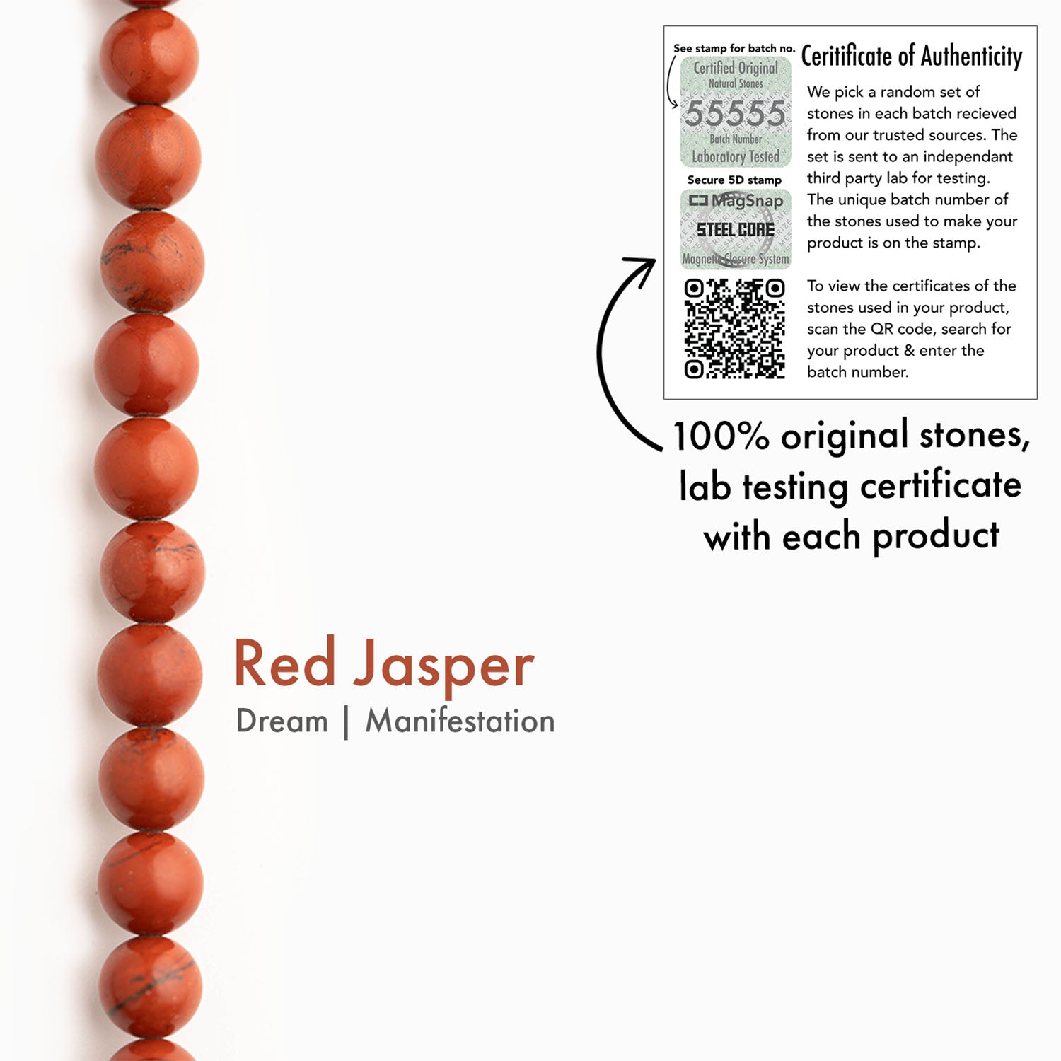 Inner Strength Red Jasper Natural Stone Bracelet with MagSnap 2
