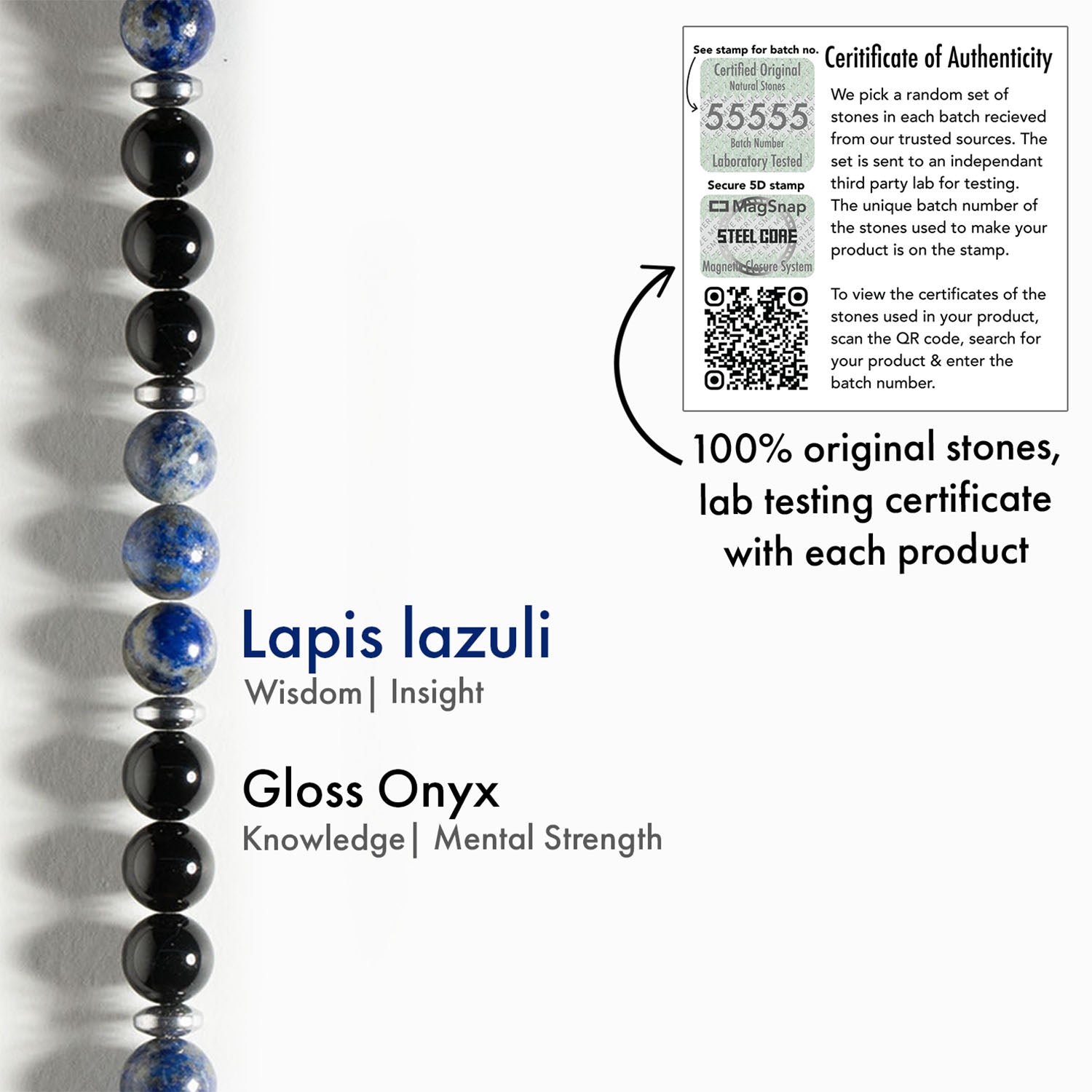 Natural Stone Jewellery Knowledge Gloss Onyx And Lapis Lazuli Natural Stone Bracelet With Magsnap