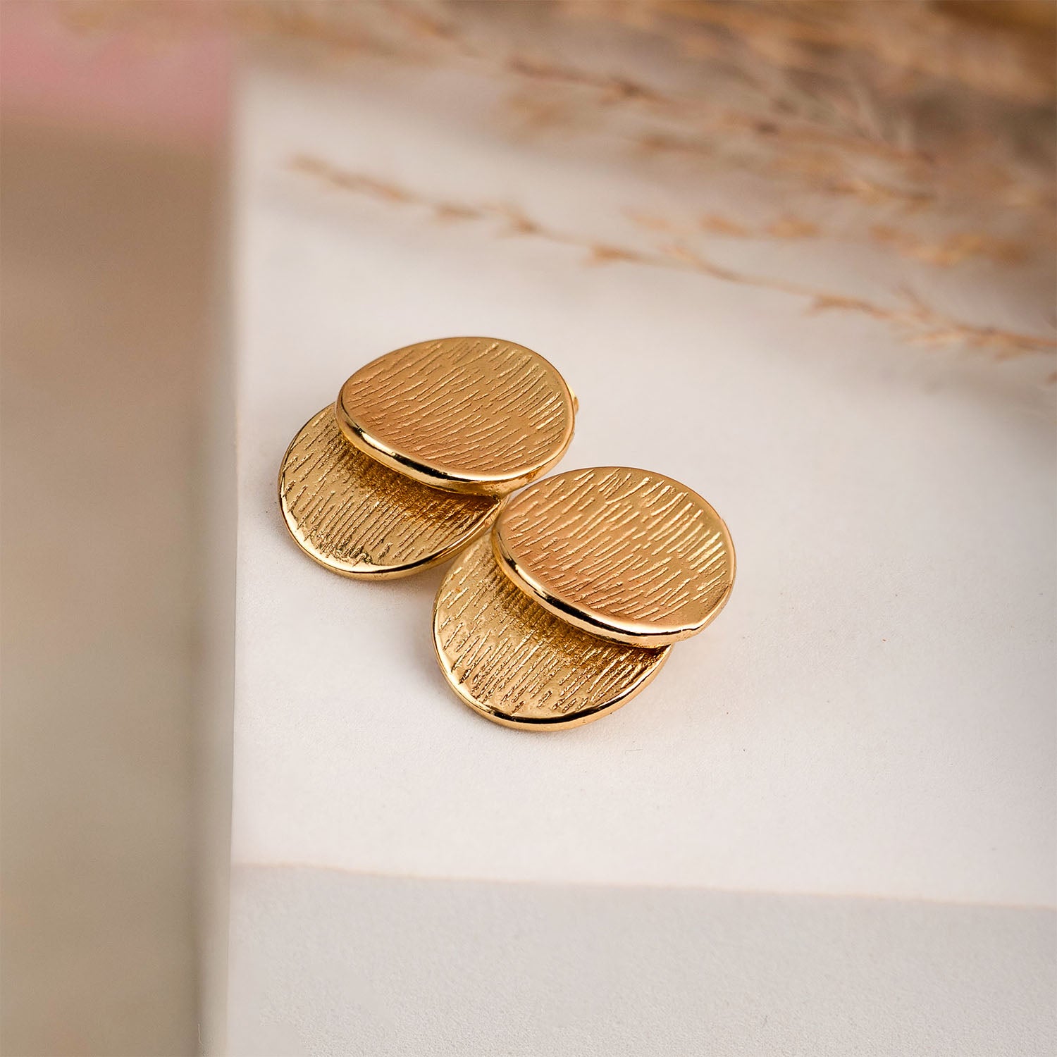 Luna Eclipse Textured 18k Gold Stud Earrings