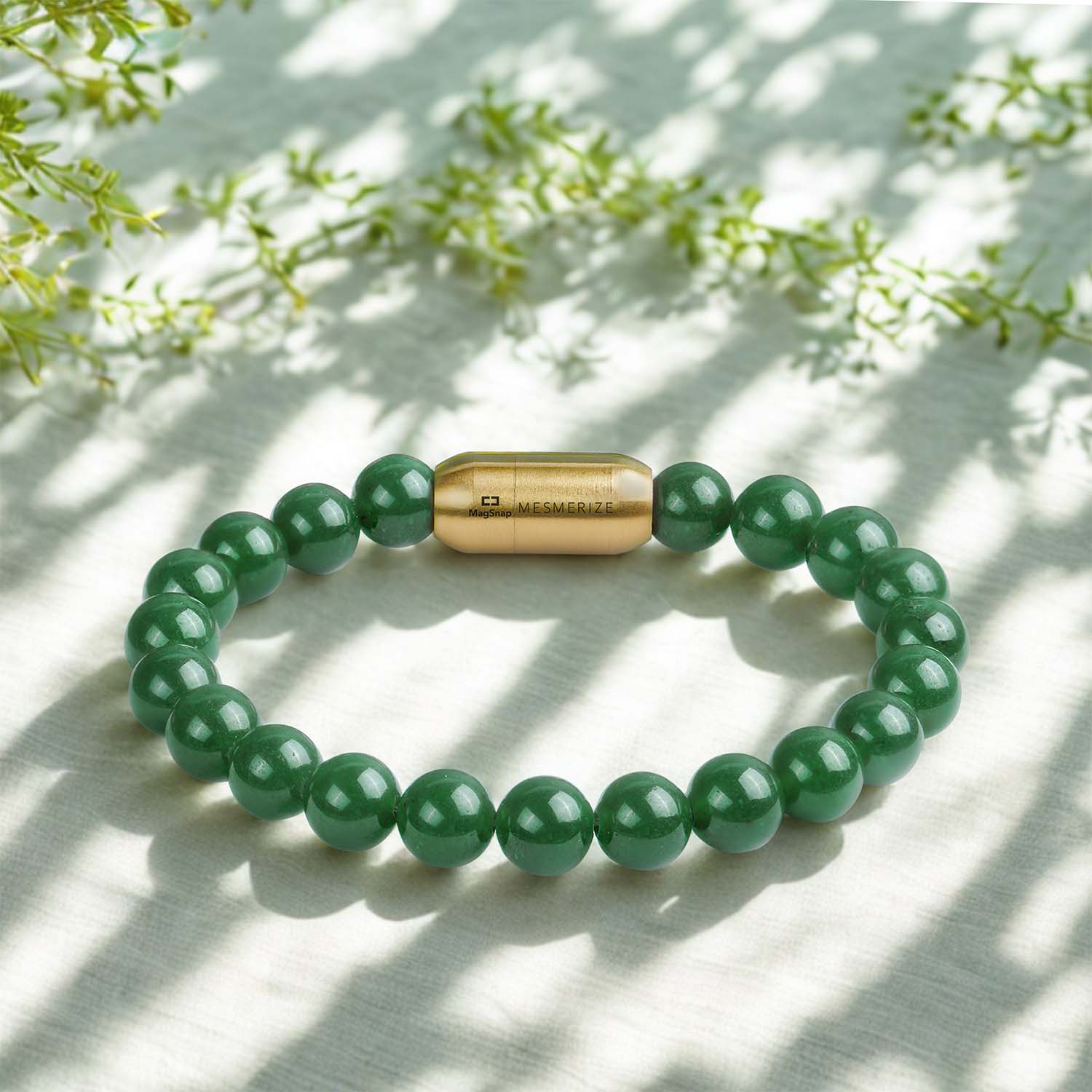 Lush Green Jade Natural Stone Bracelet with MagSnap2