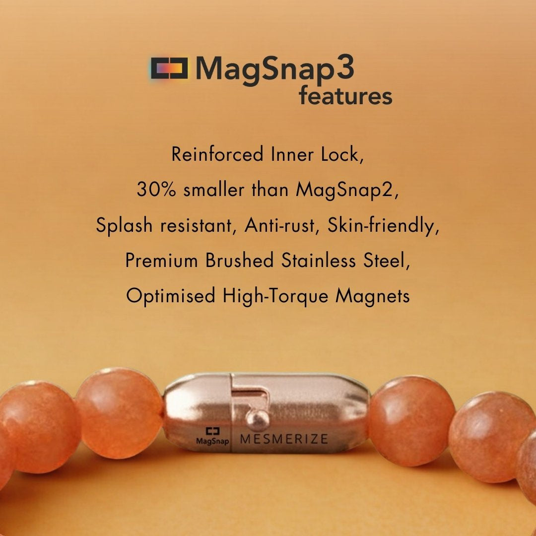 Positivity Sunstone(Suryakant Mani) Natural Stone Bracelet with Magsnap 2