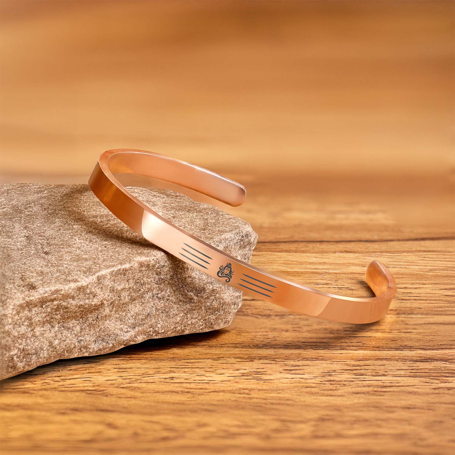 Mahakaal Gloss Cuff Adjustable Bracelet Rose Gold