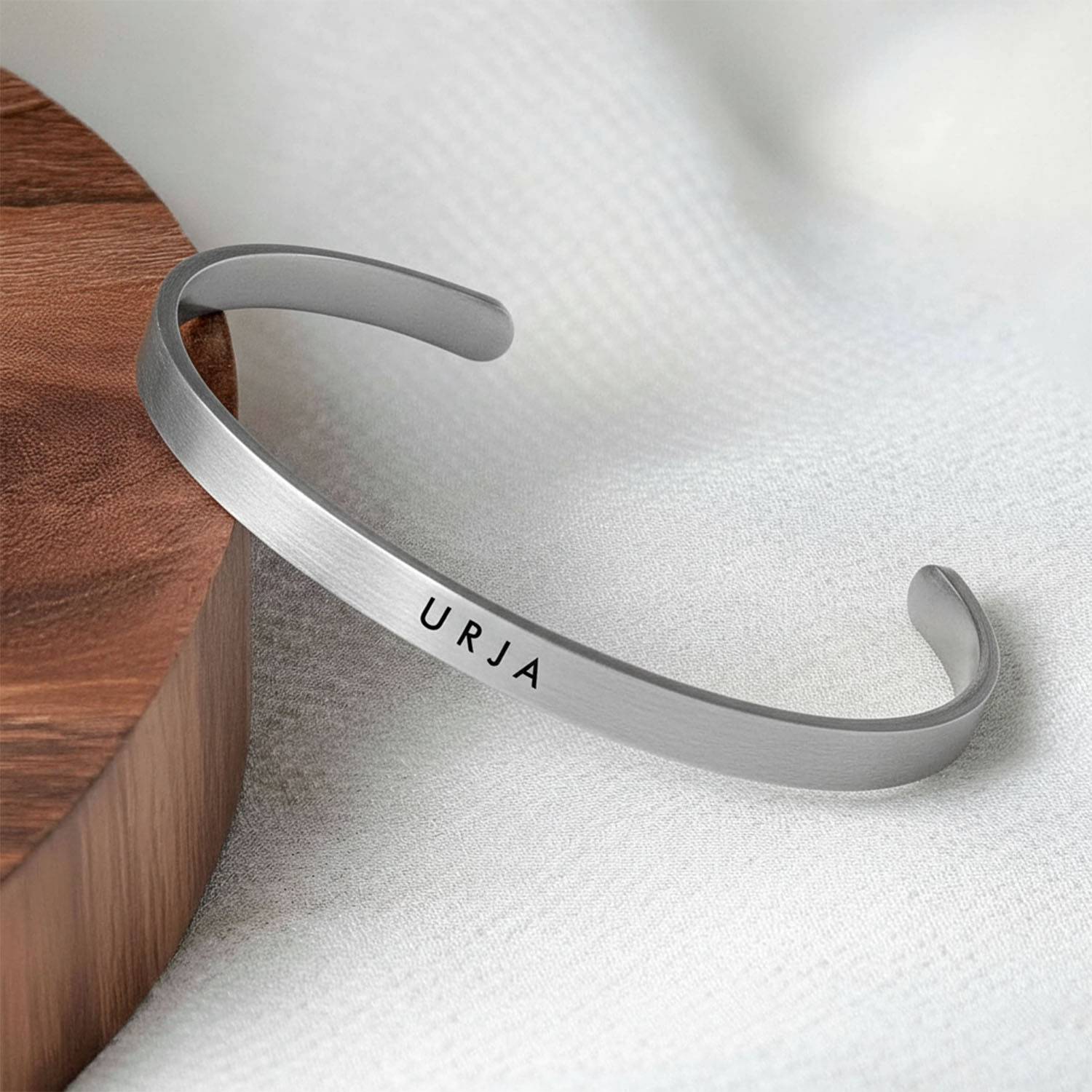 Matte Cuff Adjustable Bracelet Silver Personalised