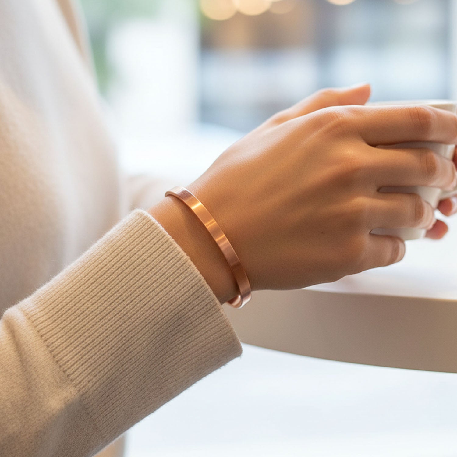 Matte Cuff Adjustable Bracelet Rose Gold