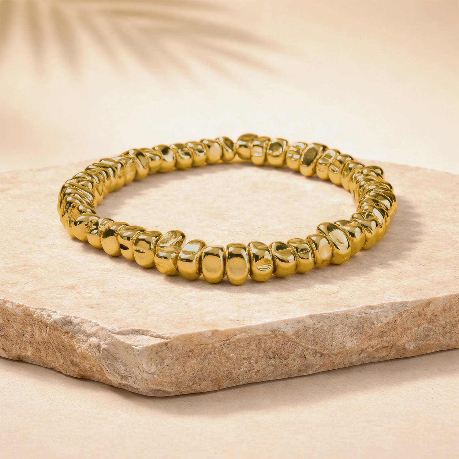 Matte Gold Hematite Stack Natural Stone Bracelet