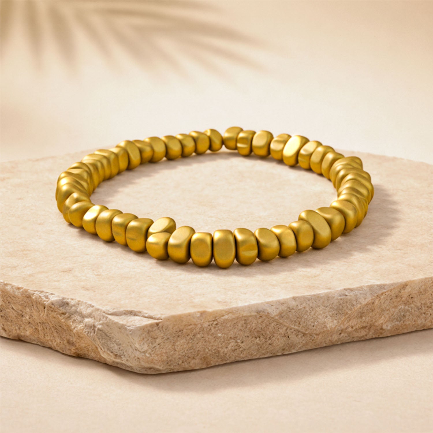 Matte Gold Hematite Stack Natural Stone Bracelet