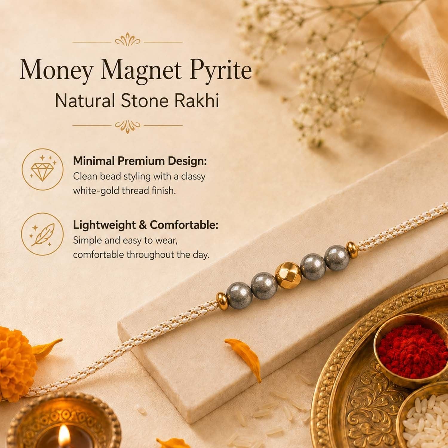 Money Magnet Pyrite Rakhi