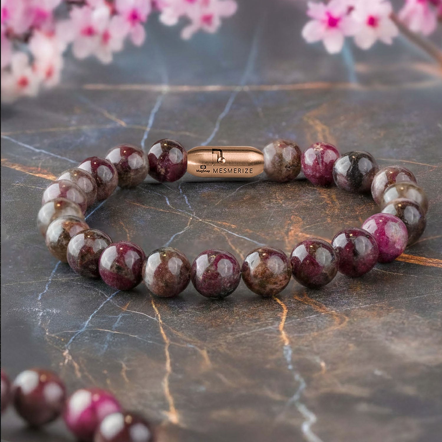 Soothing Pink Tourmaline Natural Stone Bracelet with Magsnap 2