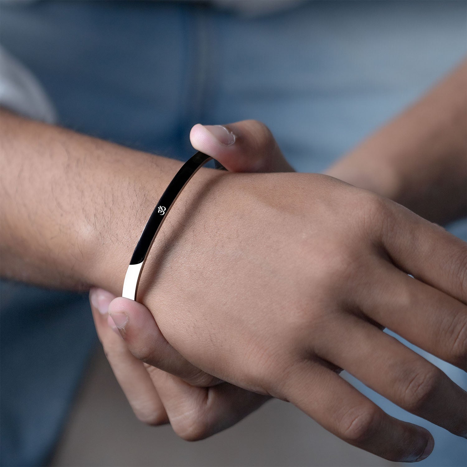Om Gloss Cuff Adjustable Bracelet Black