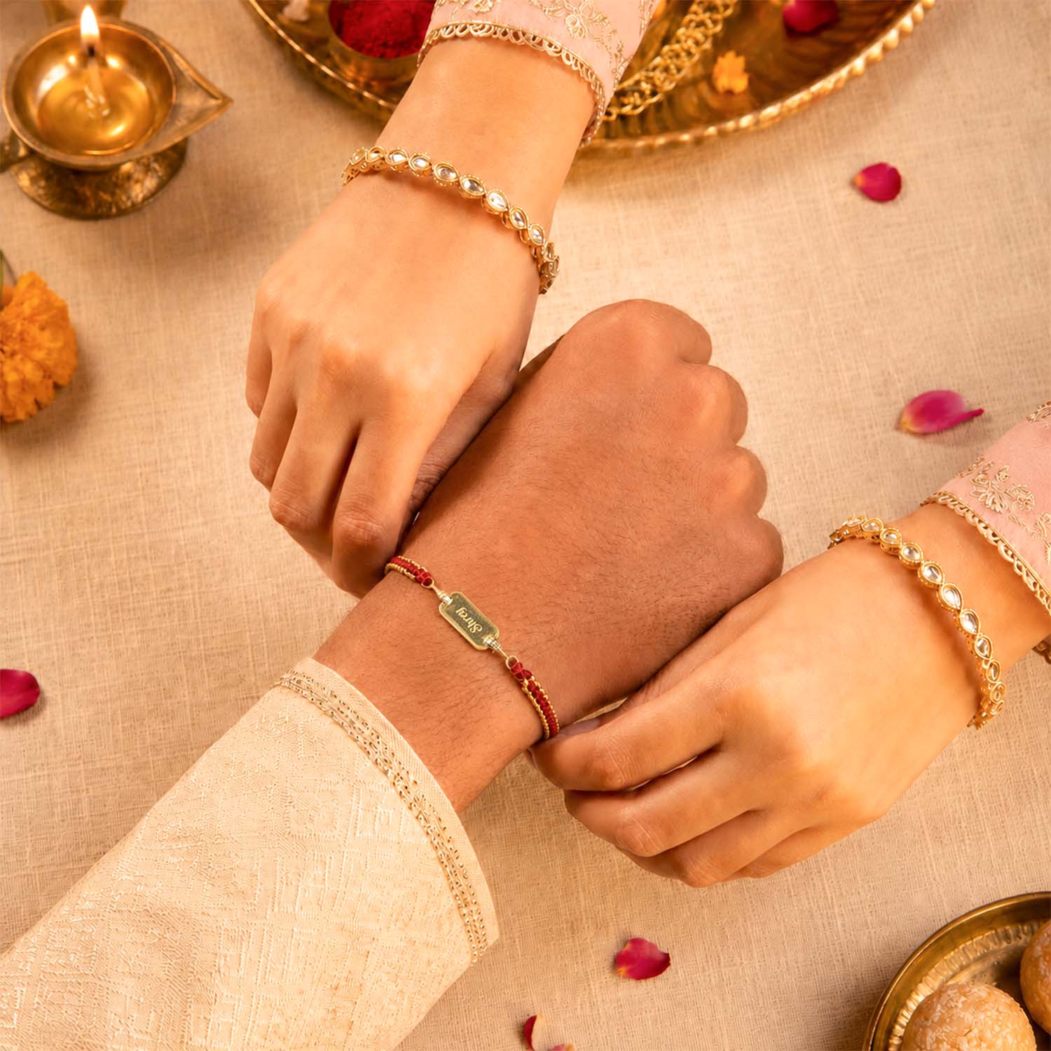 Personalized Hanuman Gada Pure Silver Plated Rakhi