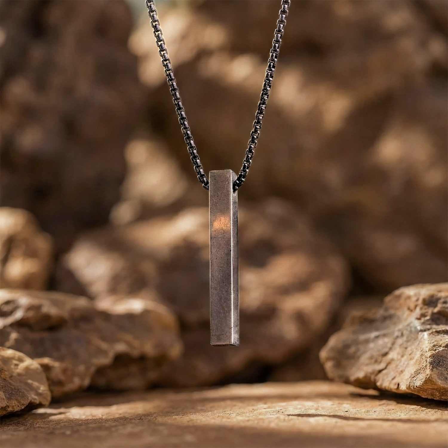 Money Magnet Pyrite Natural Stone Bar Necklace