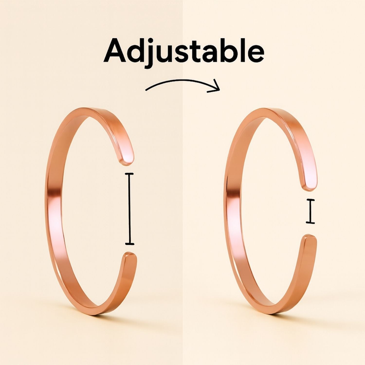 Hanuman Gada Gloss Cuff Adjustable Bracelet Rose Gold