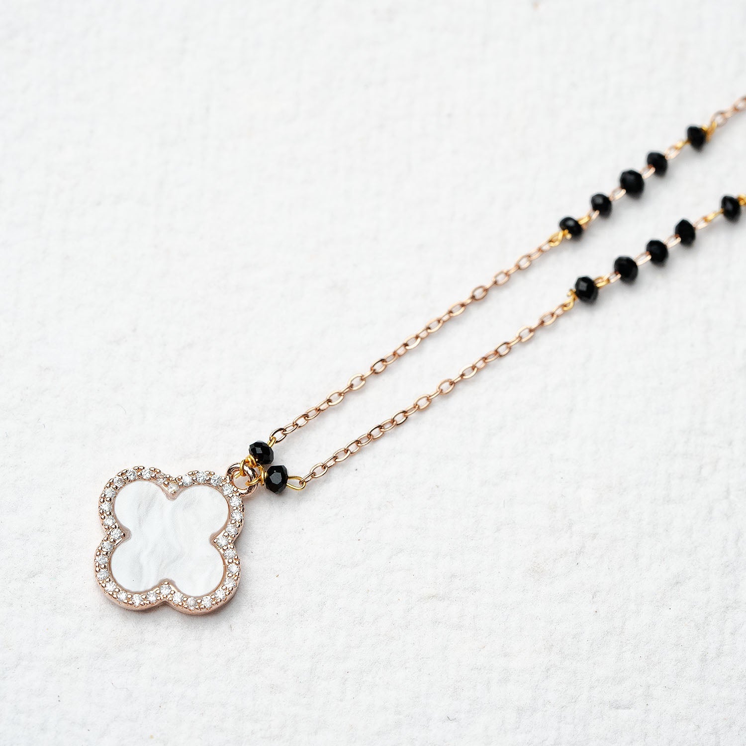 Rose Gold Mother of Pearl Clover Mangalsutra