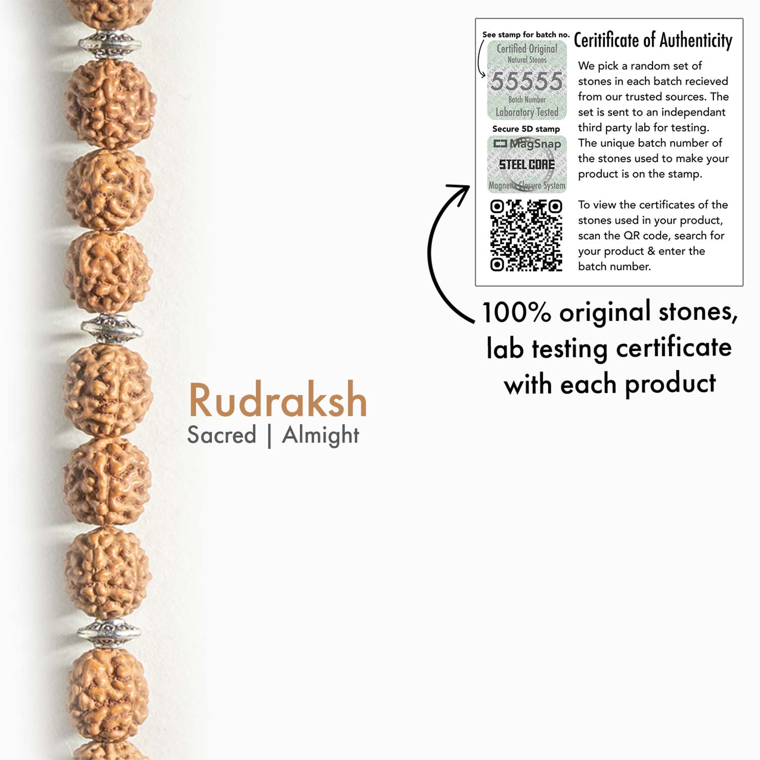 Rudraksh Natural Stone Magsnap Bracelet