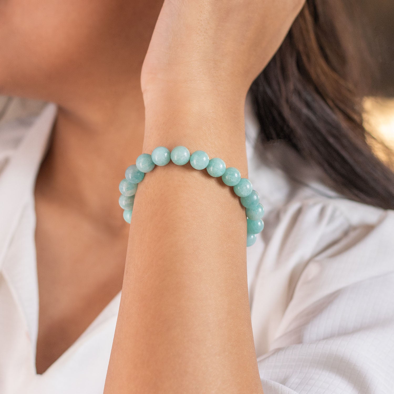 Serene Amazonite Natural Stone Bracelet with MagSnap