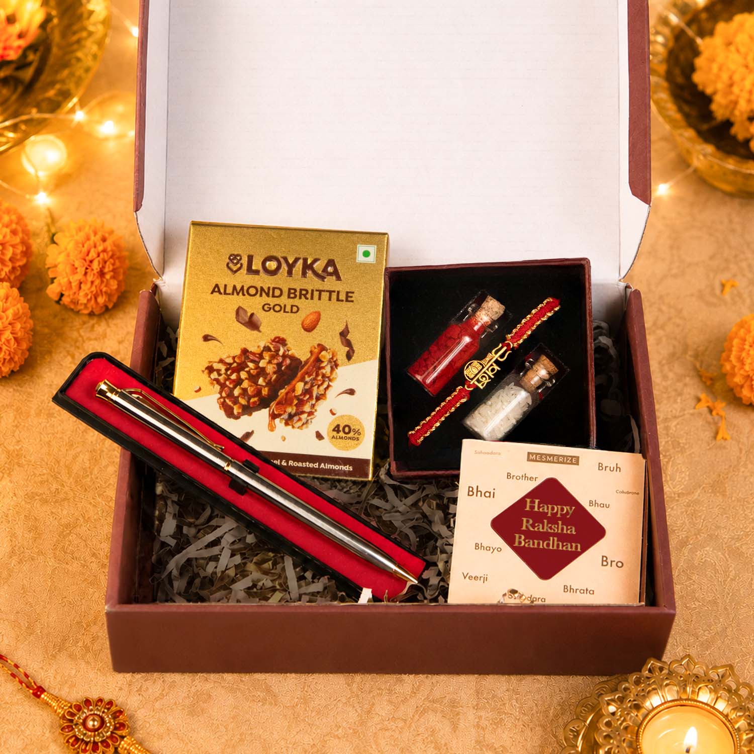 Shivji Pure Silver Plated Rakhi Hamper