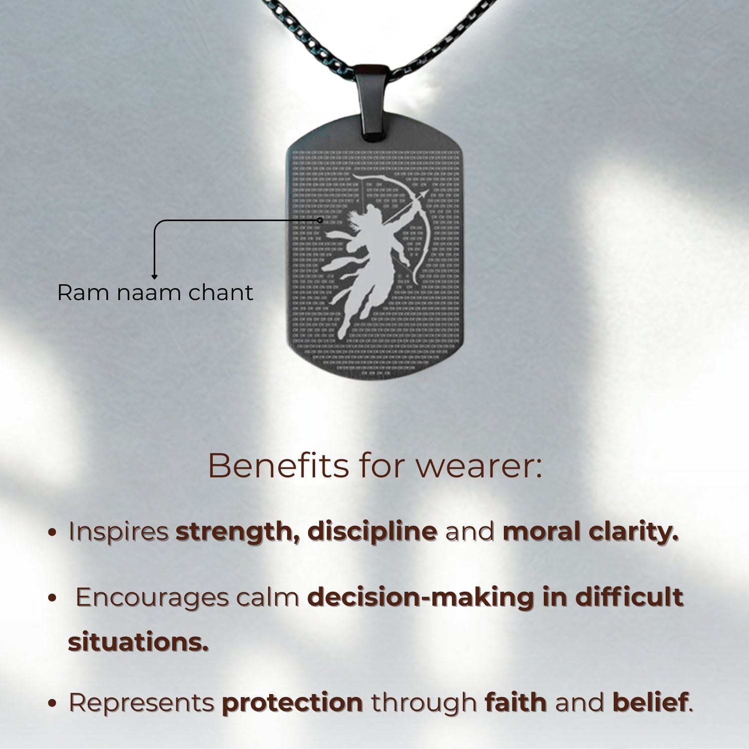 Ram MicroCarved Tag Necklace Black
