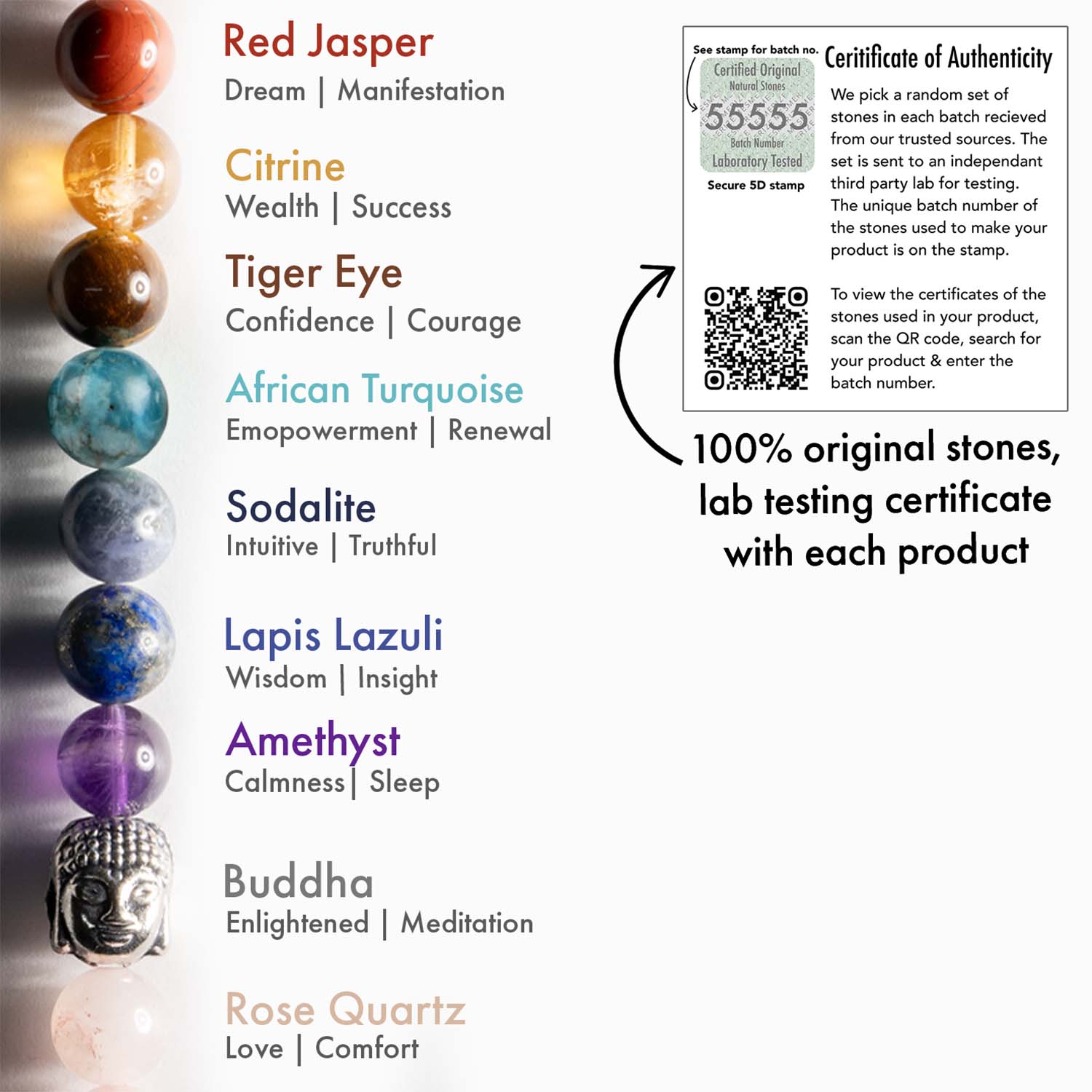 Natural Stone Jewellery 7 Chakra Natural Stone Couple Bracelet with MagSnap