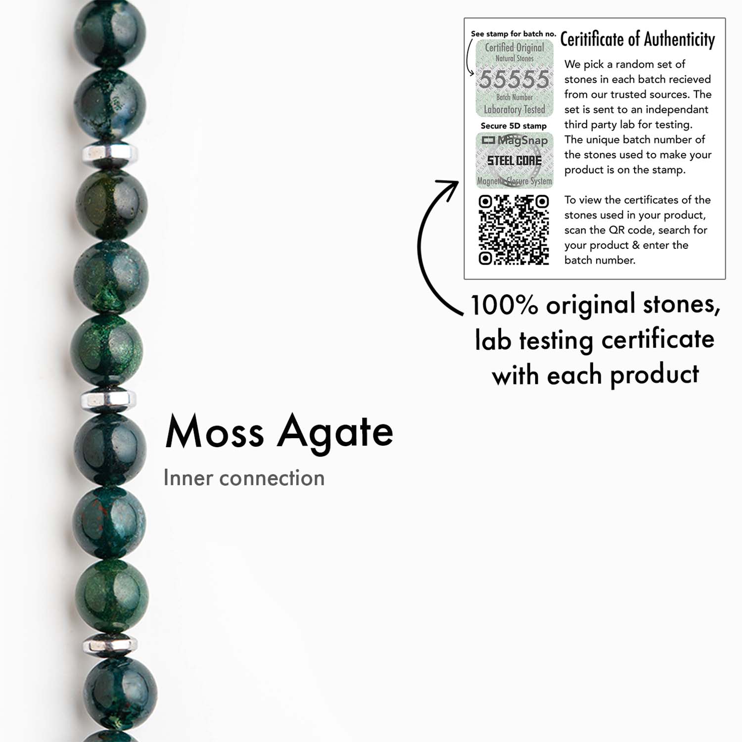 Soulful Moss Agate Natural Stone Bracelet with MagSnap 2
