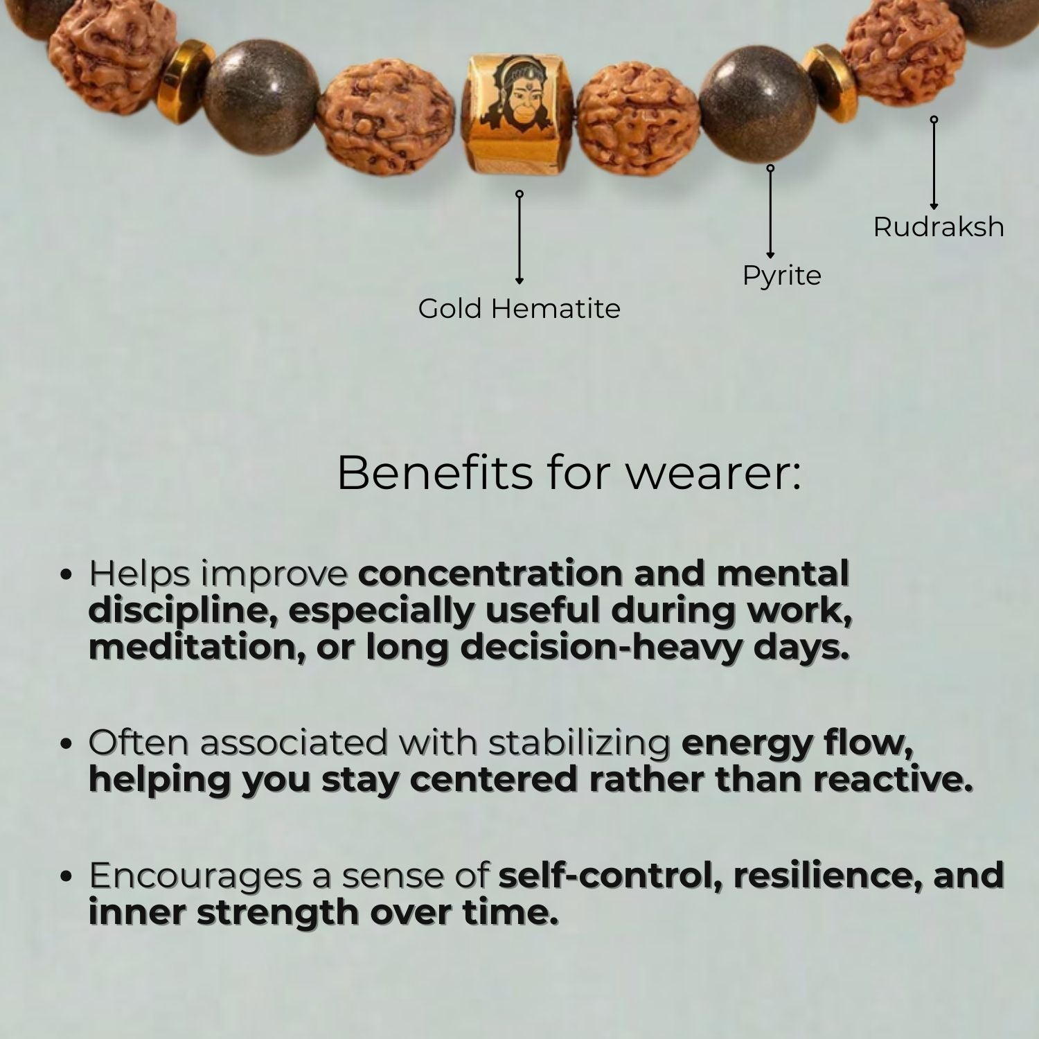 Spiritual Strength Hanuman Natural Stone Bracelet with MagSnap2