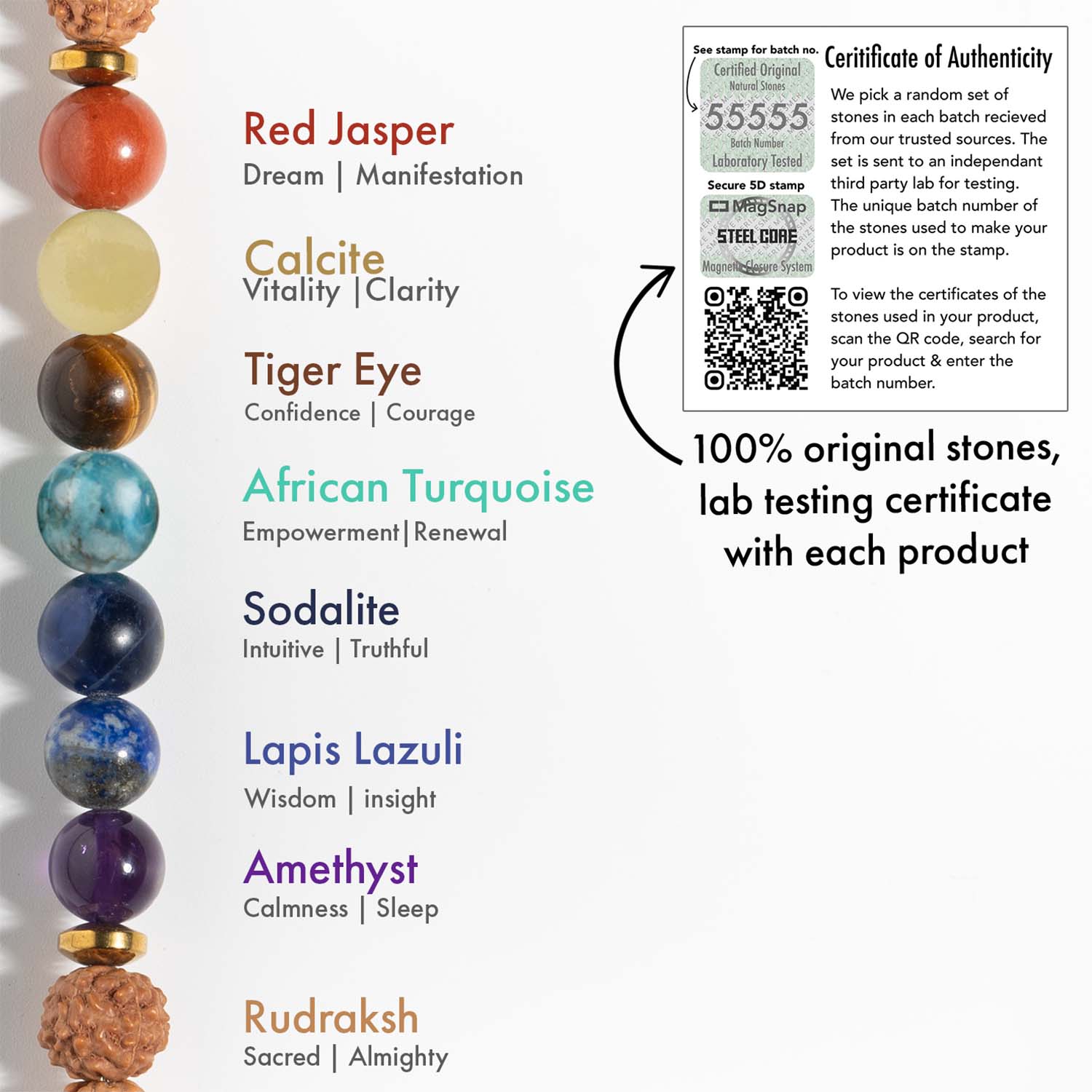 Spiritual Rudraksh 7 Chakra Elastic Bracelet