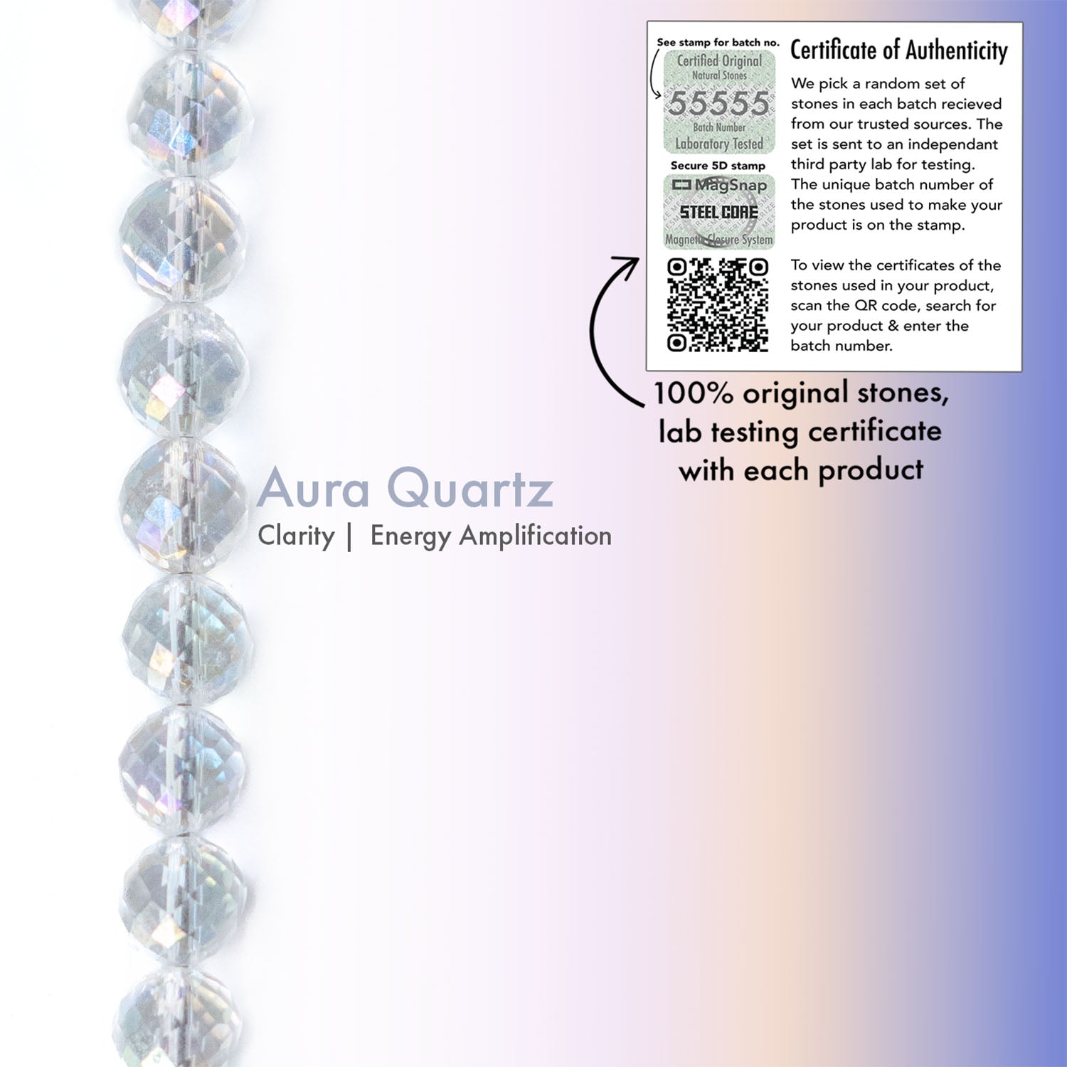 Starlit Aura Quartz Natural Stone Bracelet with MagSnap2